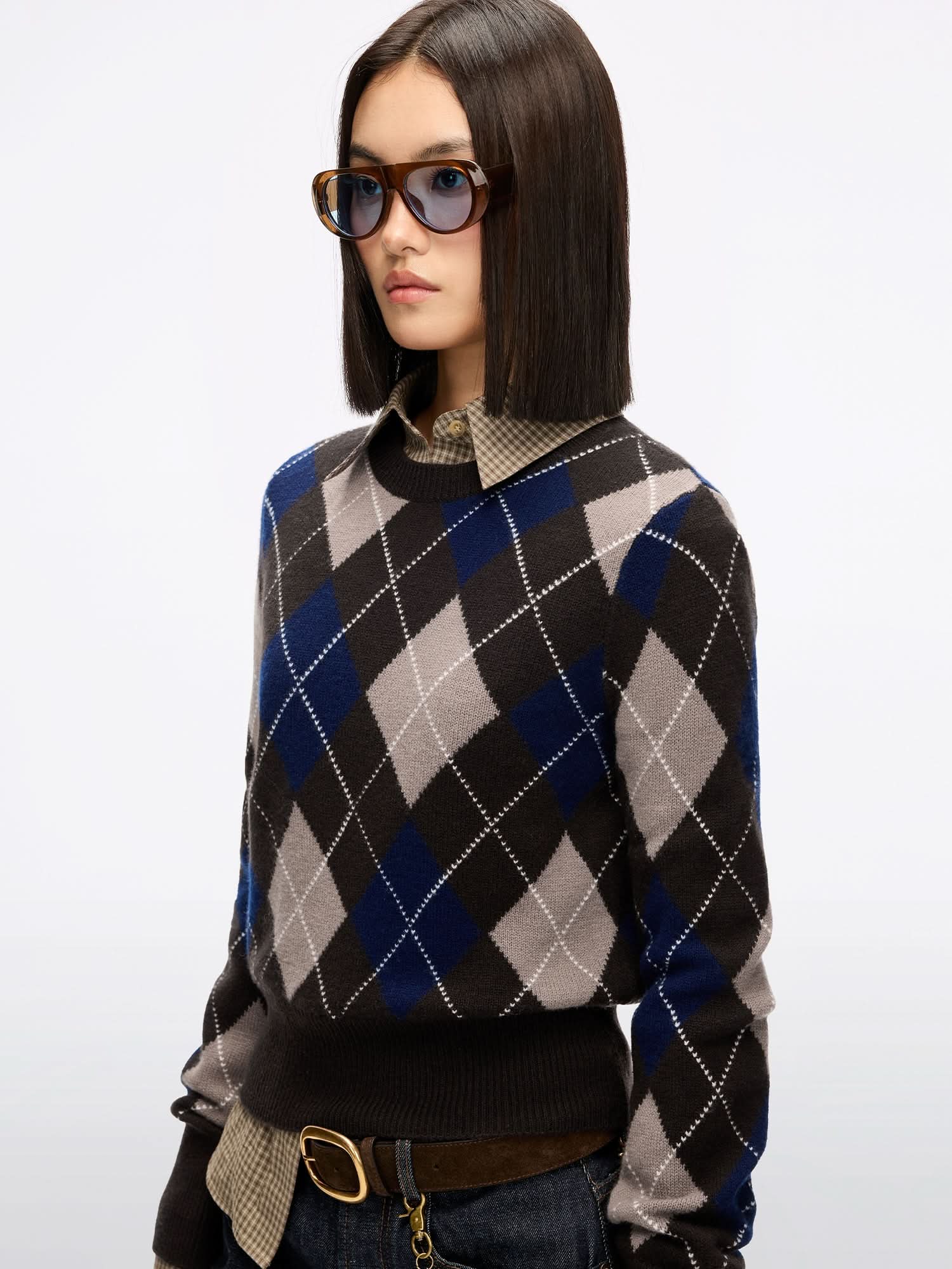 Argyle Wool Knit Top - Image 3