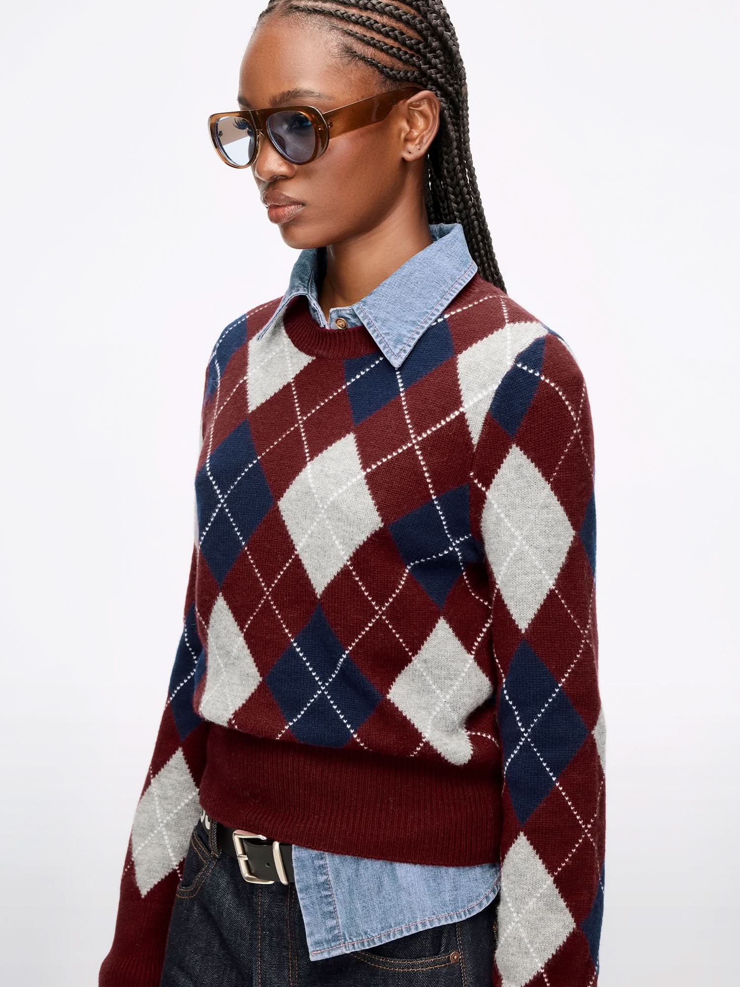 Argyle Wool Knit Top - Image 8