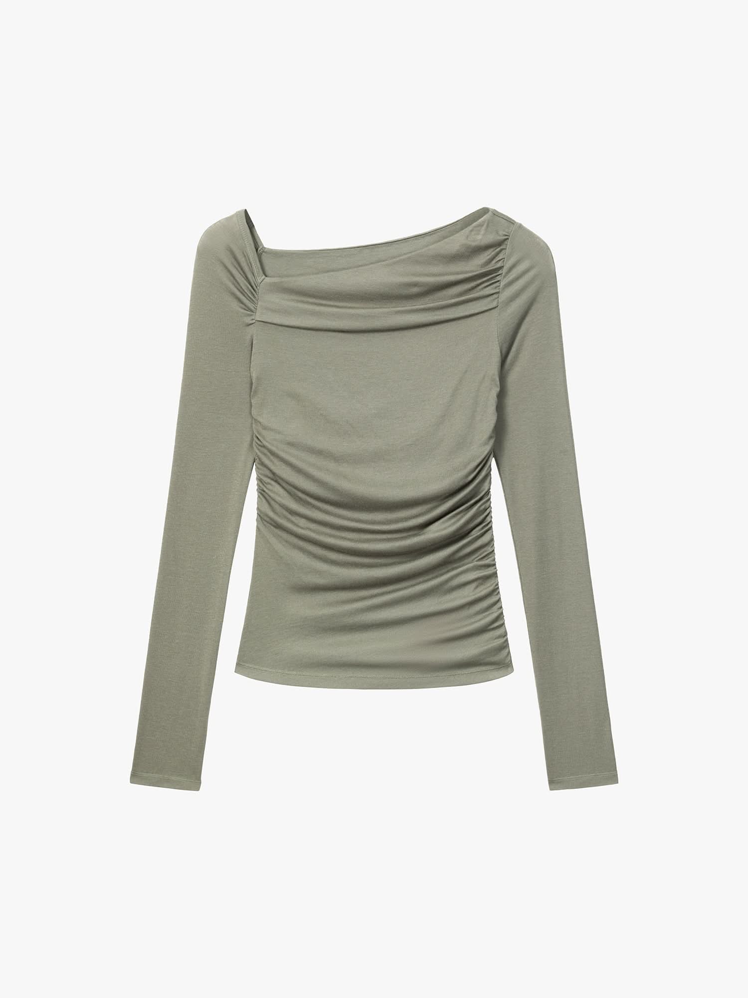Asymmetrical Pleated T-Shirt - Image 5