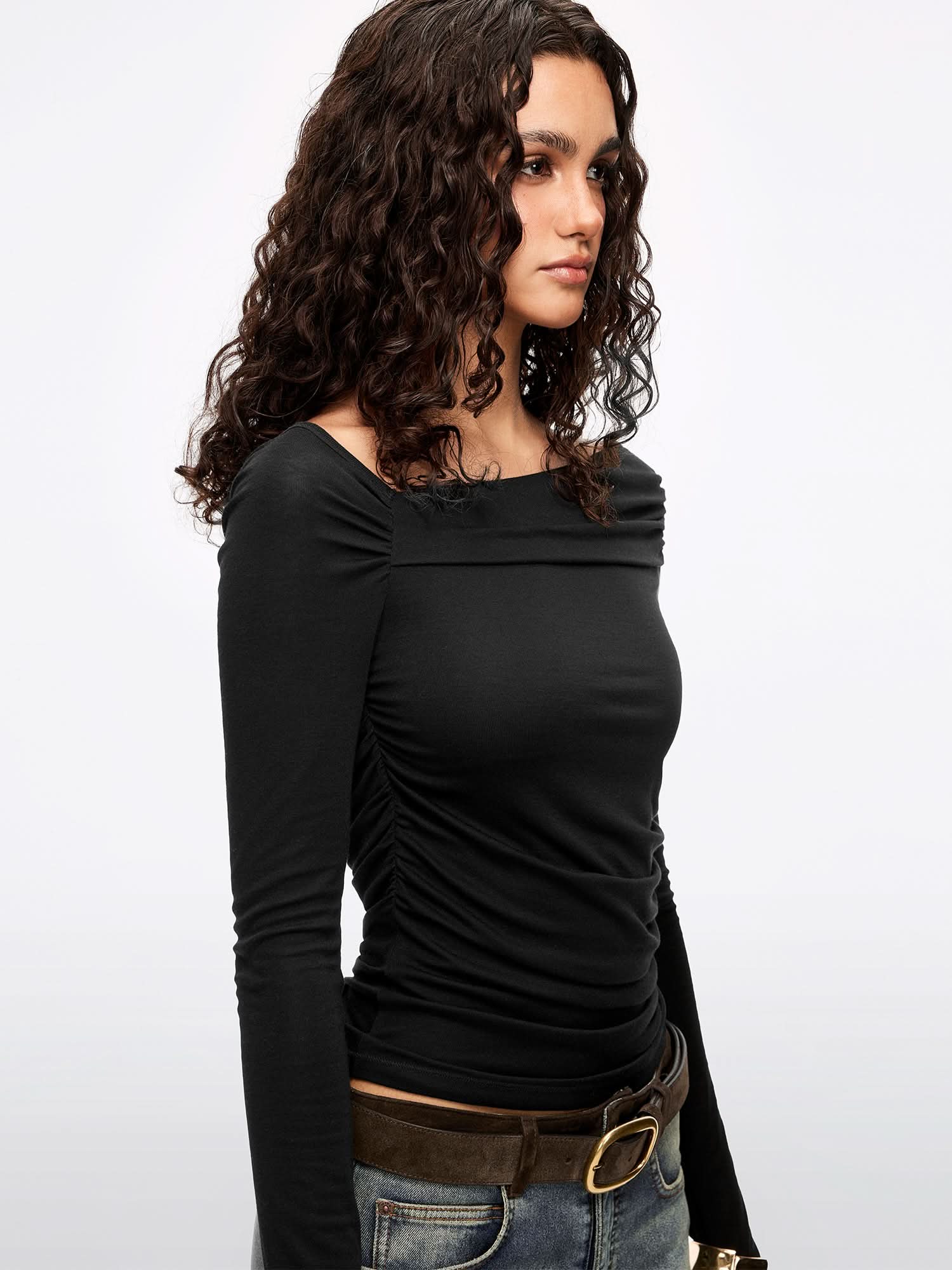 Asymmetrical Pleated T-Shirt - Image 8