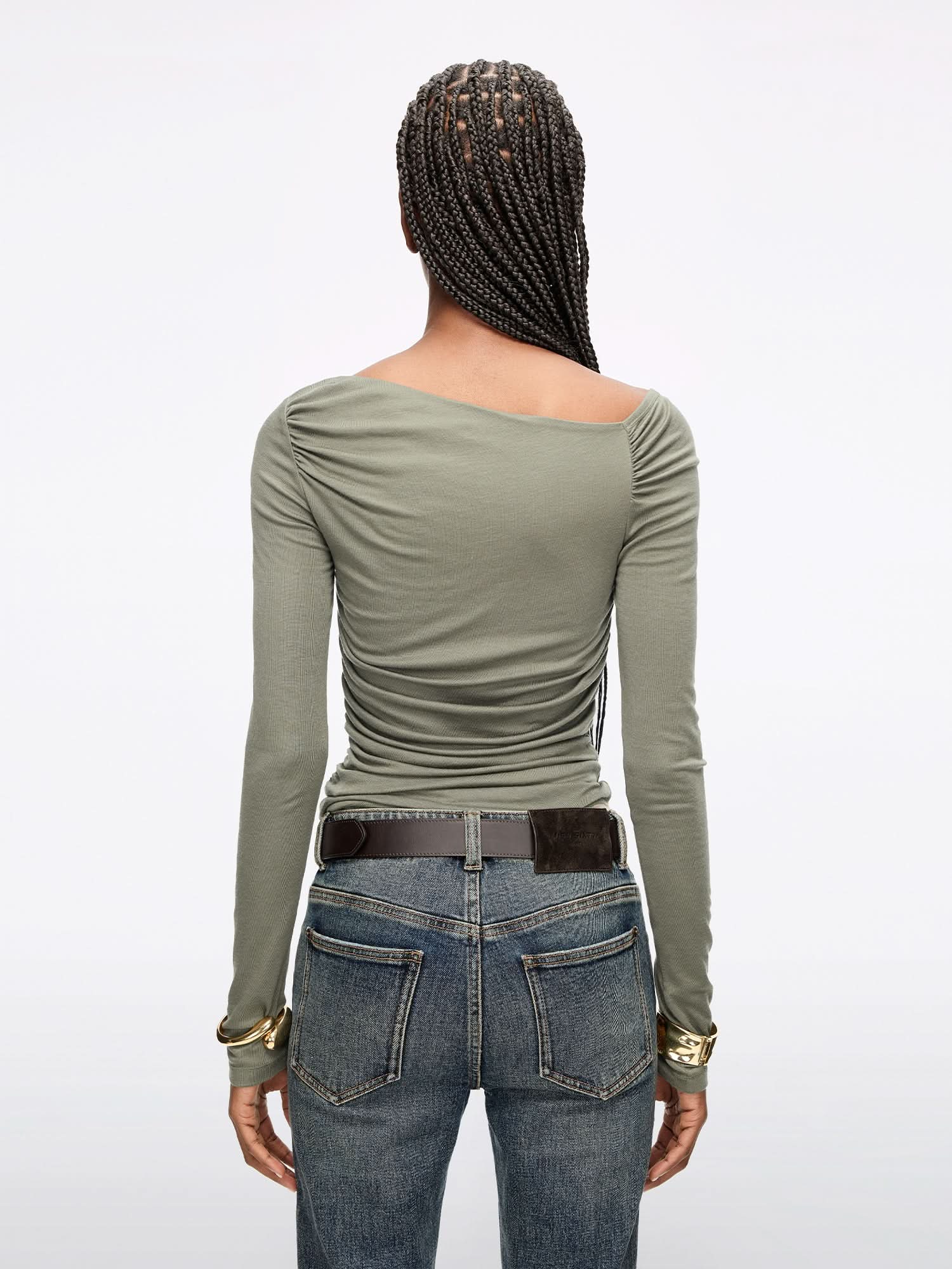 Asymmetrical Pleated T-Shirt - Image 2