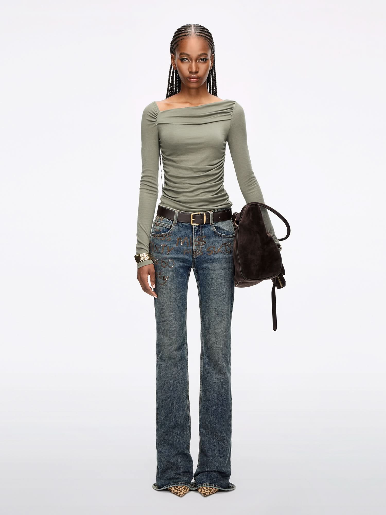 Asymmetrical Pleated T-Shirt - Image 4