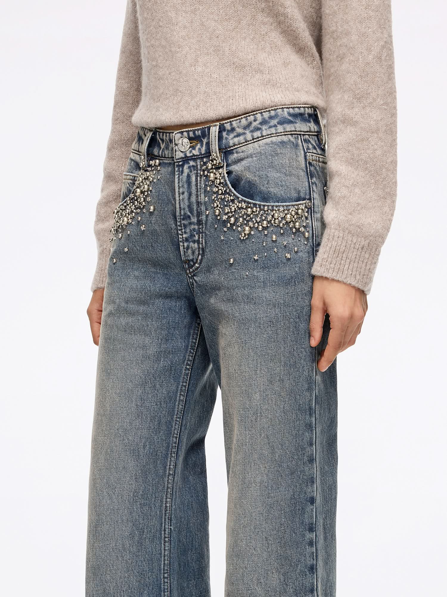 Beaded Flared Jeans - Image 4
