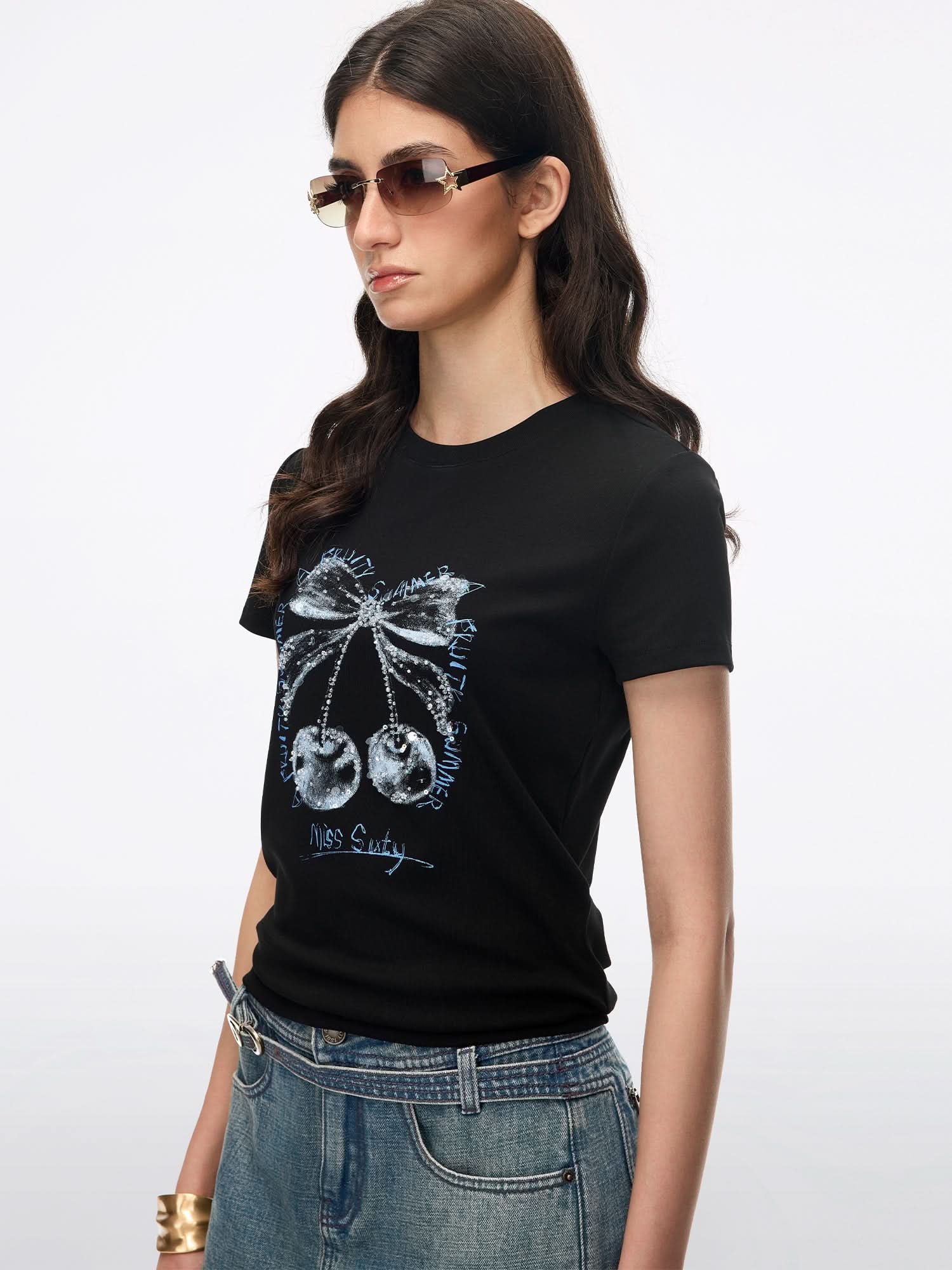 Beaded Graphic Print T-Shirt - Image 8