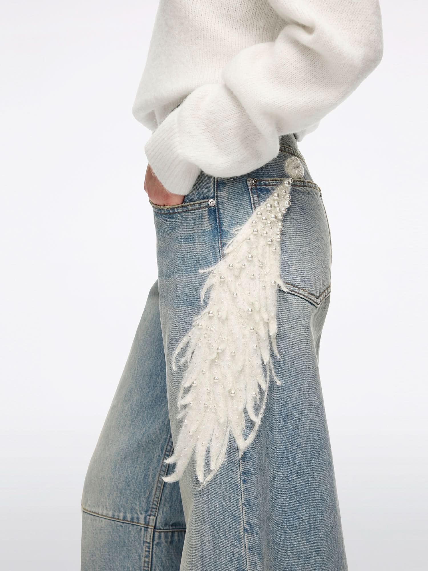 Beaded Wing Scimitar Jeans - Image 4