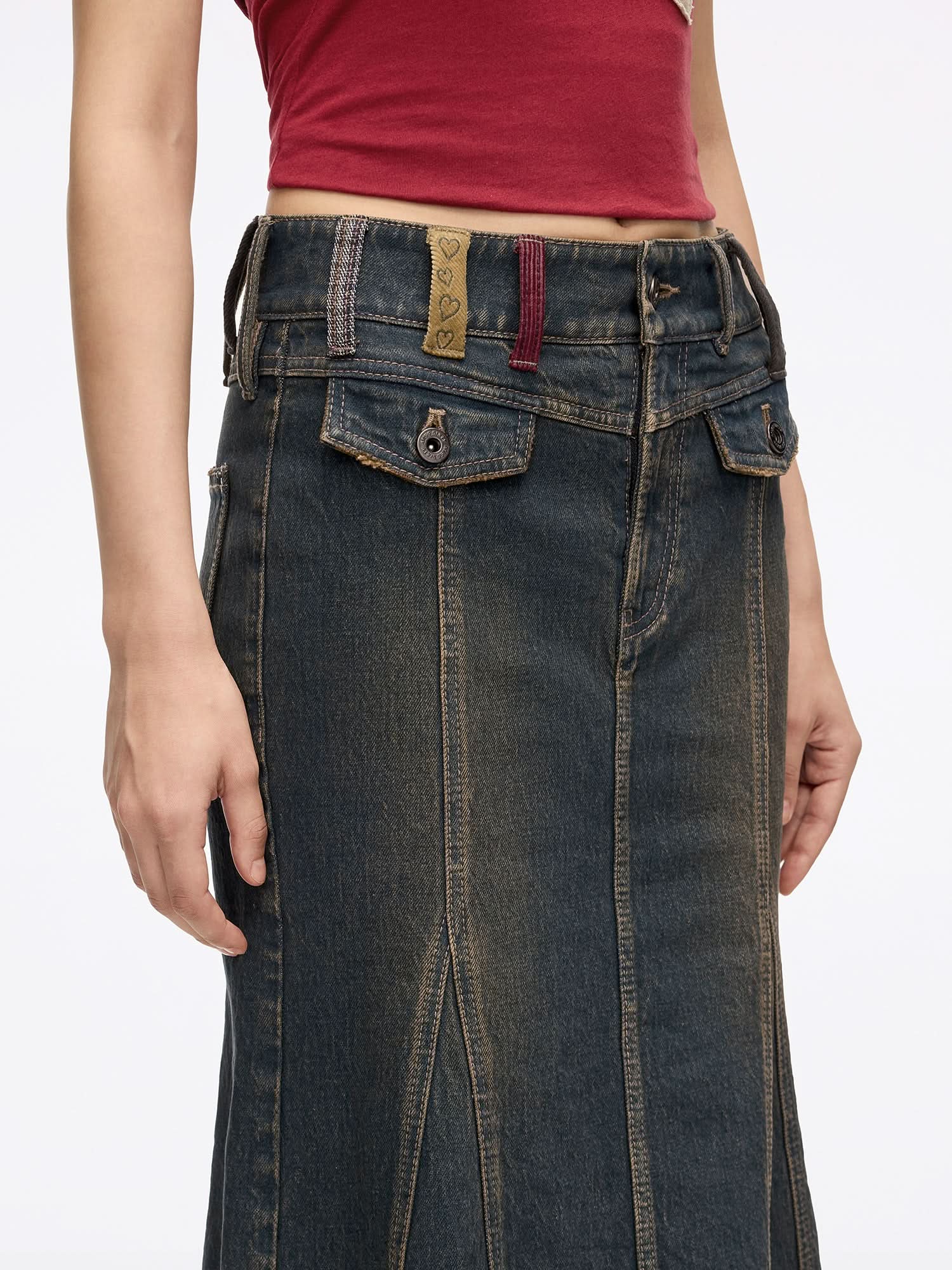 Belt Loop Mermaid Denim Skirt - Image 4