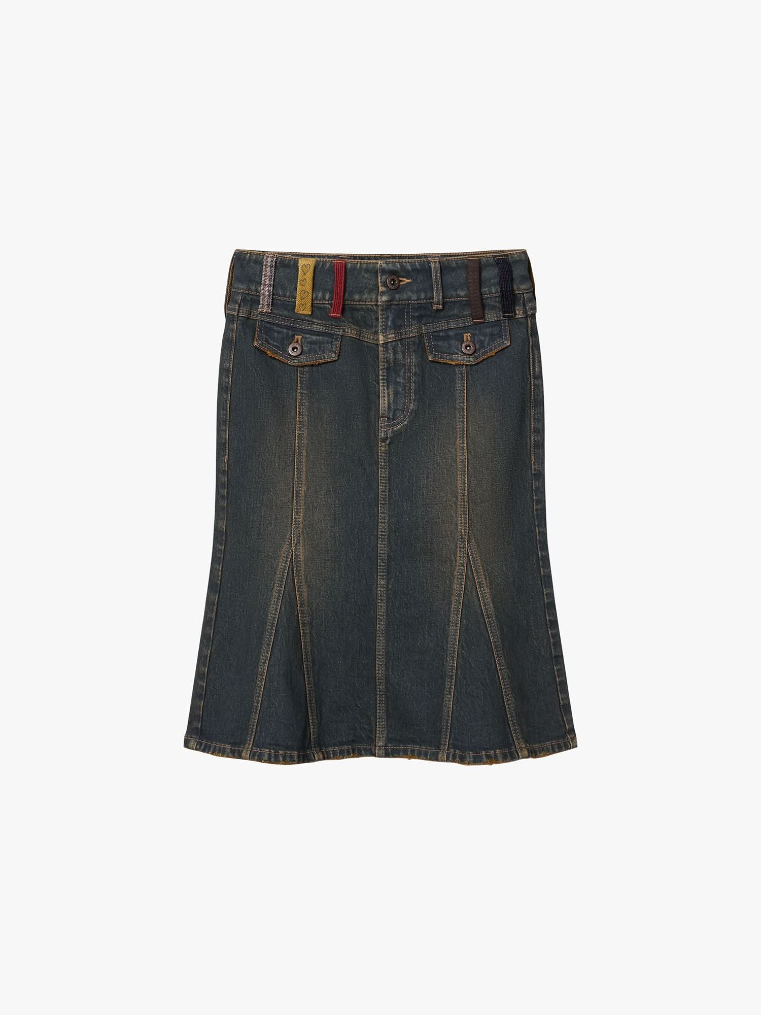 Belt Loop Mermaid Denim Skirt - Image 5