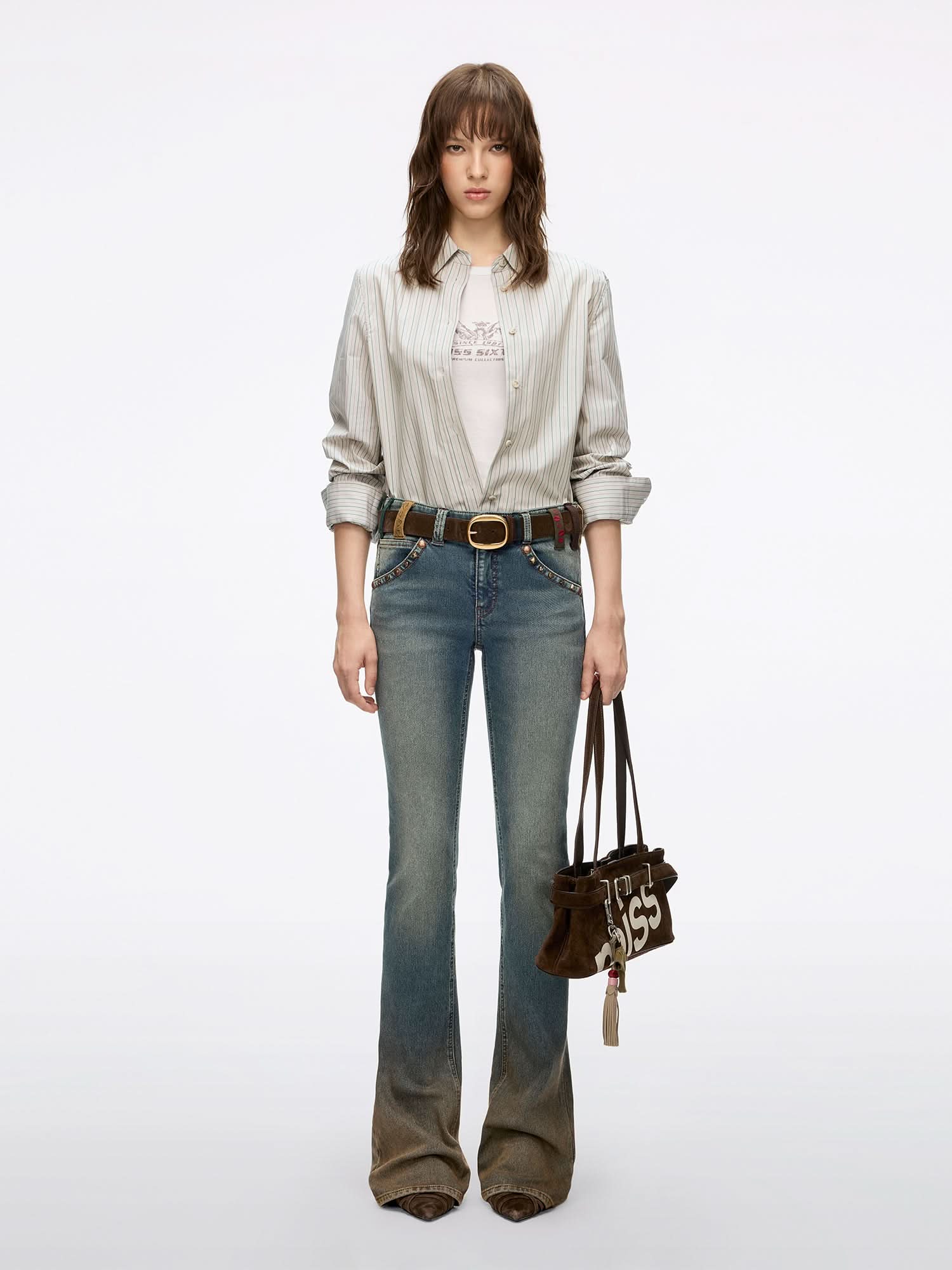 Belt Loop Slim-fit Flared Jeans - Image 2
