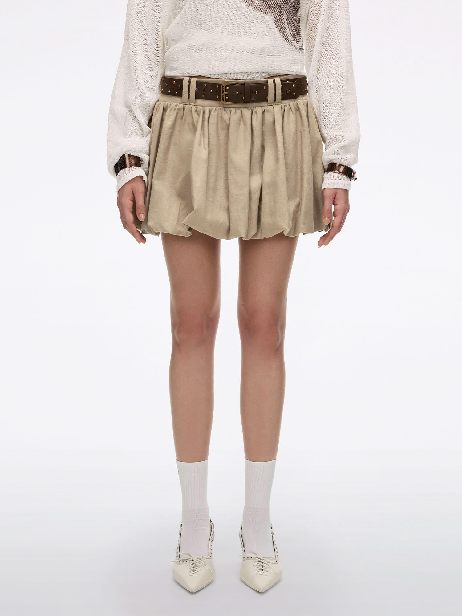 Belted Tulip Mini Skirt