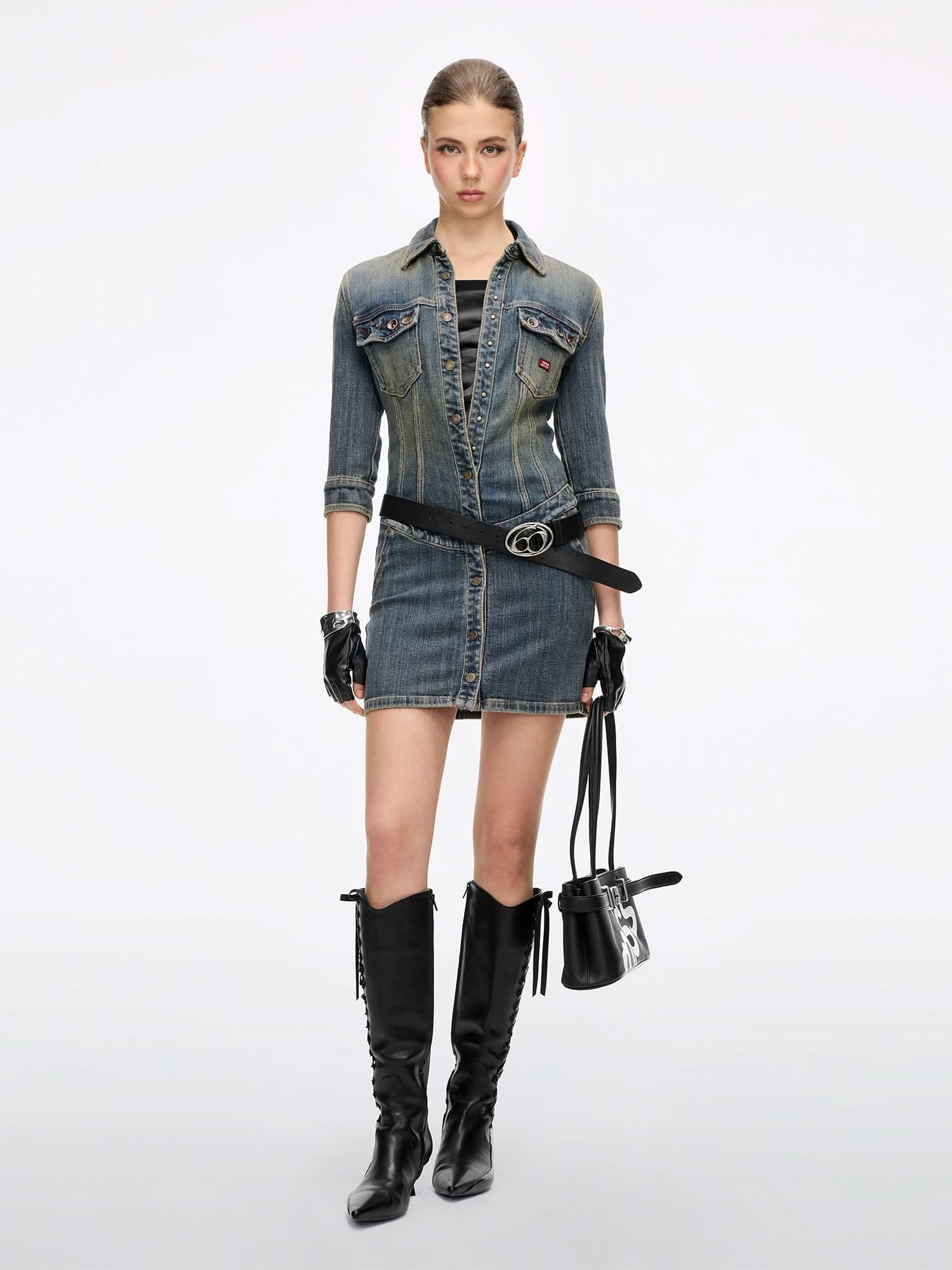 Button-Front Denim Dress - Image 4