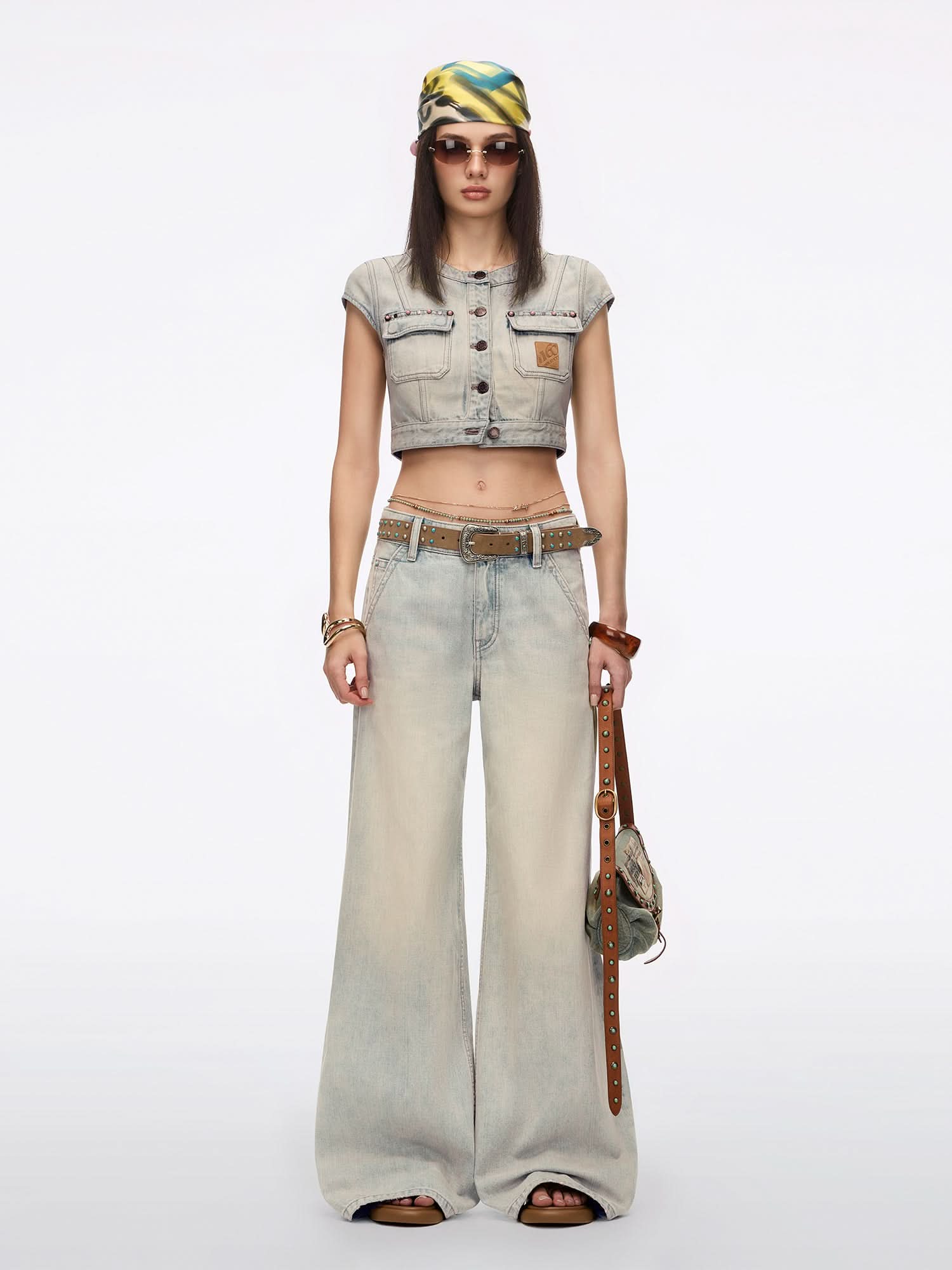 Chain-Detail Flare Jeans - Image 2