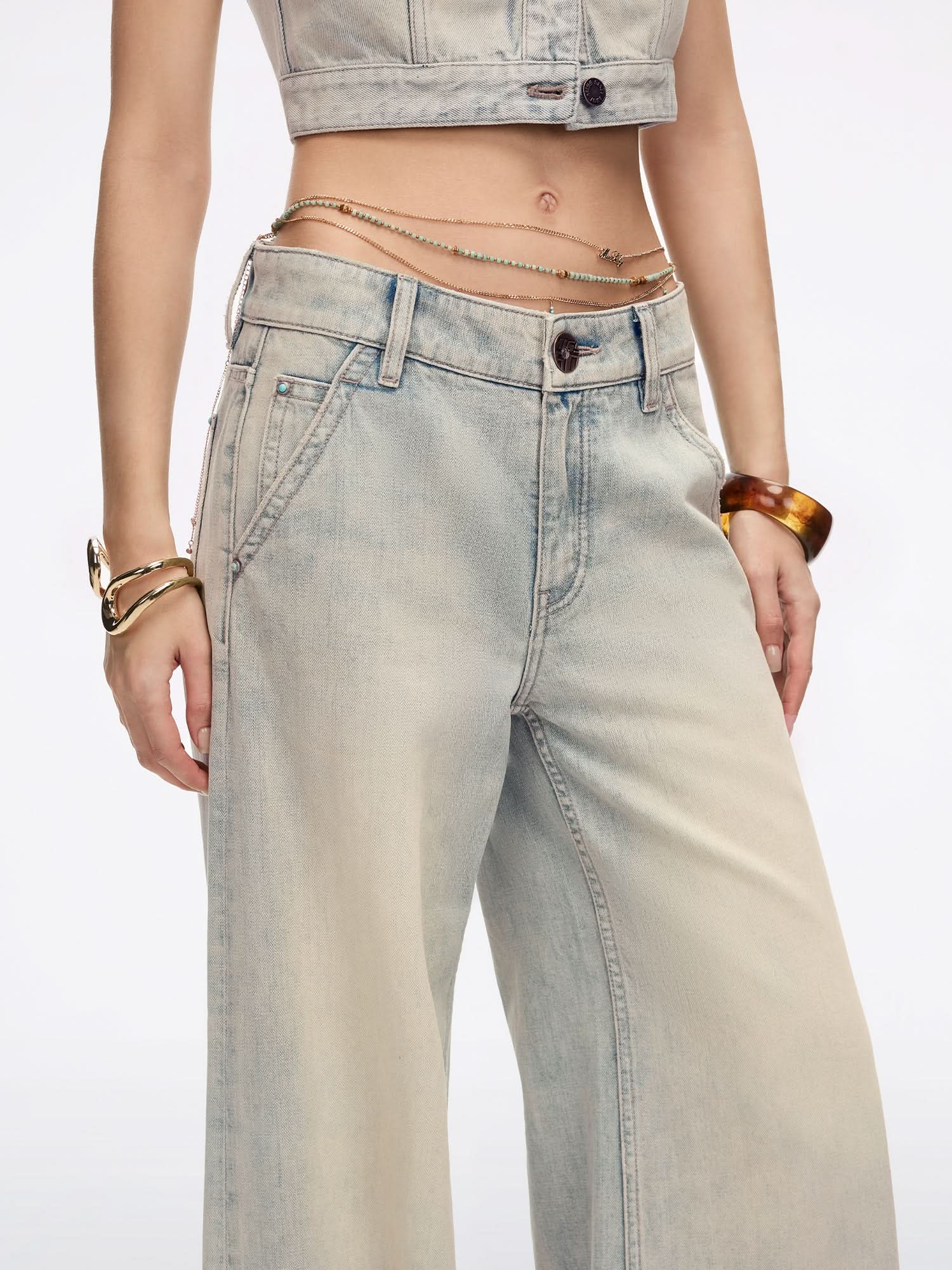 Chain-Detail Flare Jeans - Image 4