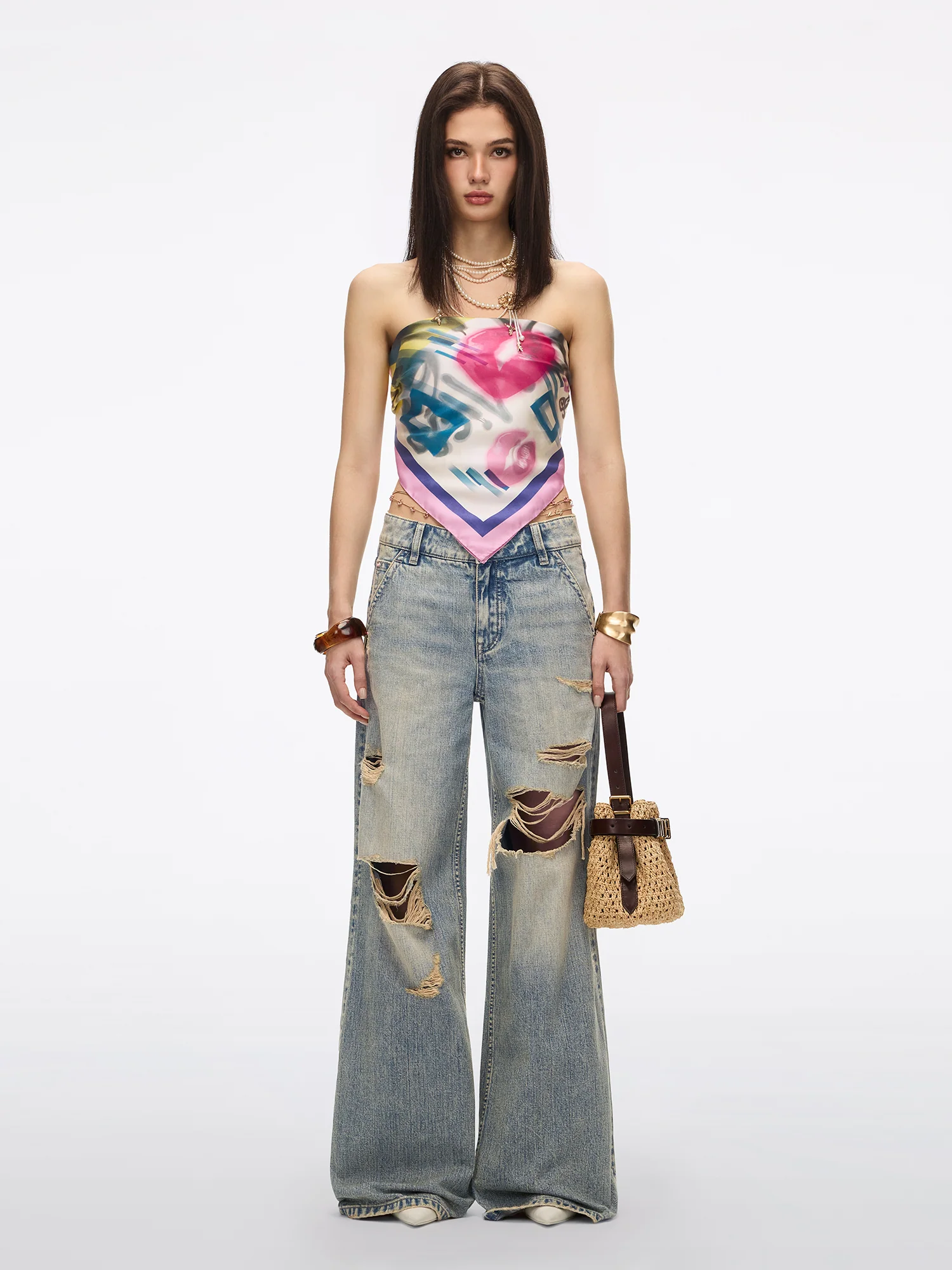 Chain-Detail Flare Jeans - Image 2