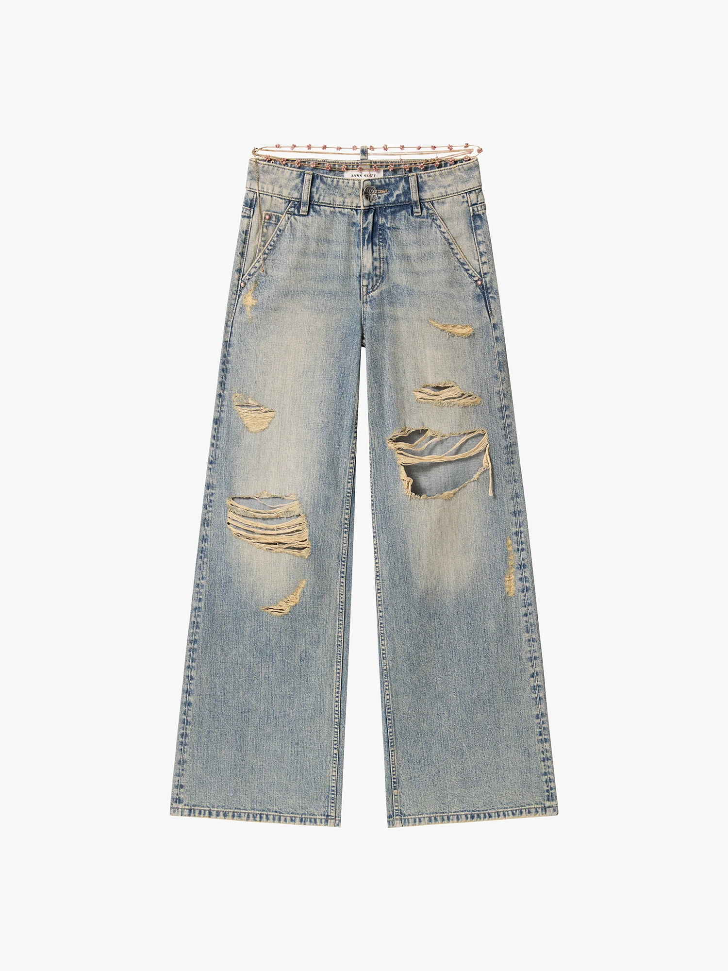 Chain-Detail Flare Jeans - Image 5