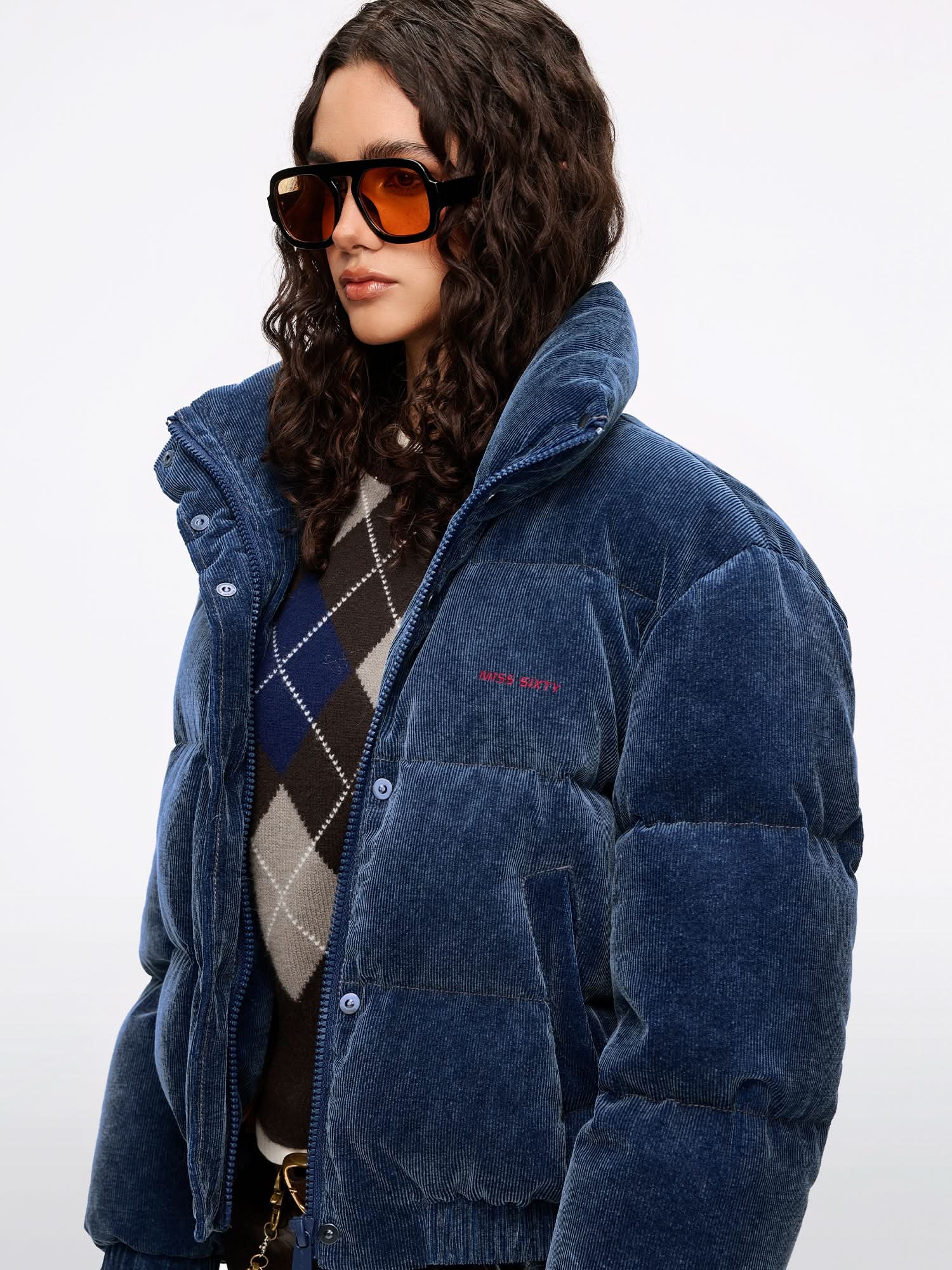 Corduroy Denim Puffer Jacket - Image 3