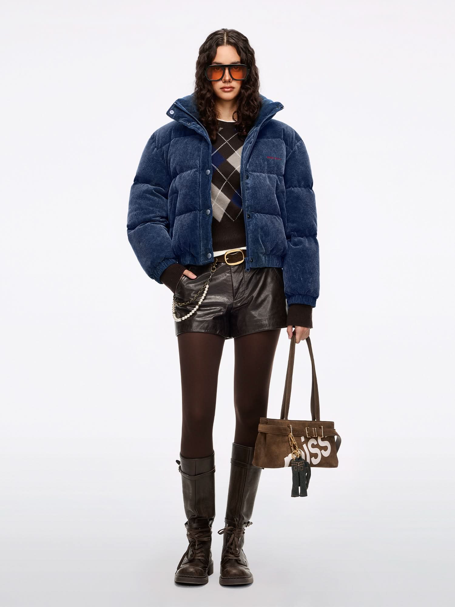 Corduroy Denim Puffer Jacket - Image 4