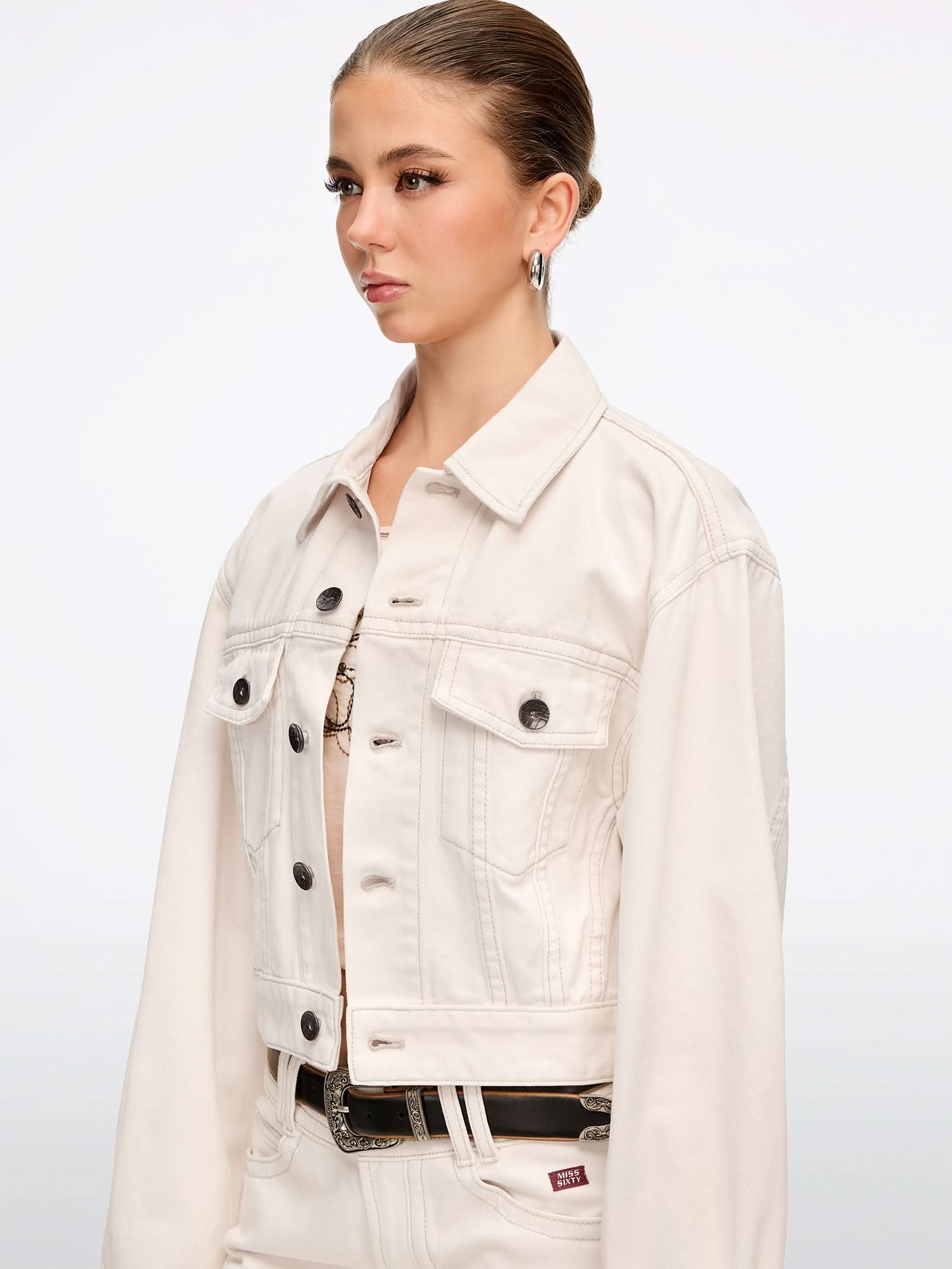 Cropped Denim Jacket - Image 3