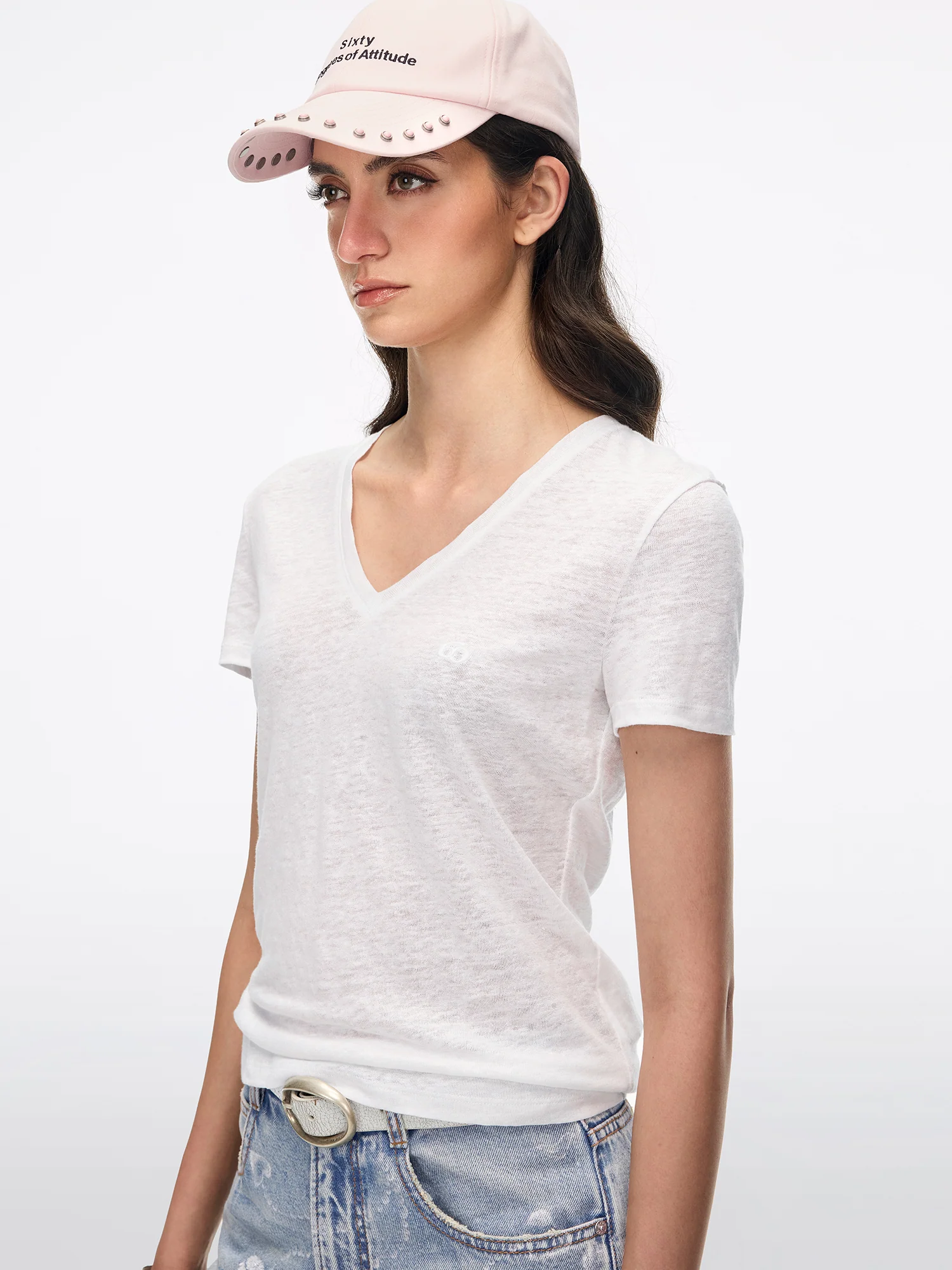 Cut-Out Feather-Wing Linen T-Shirt - Image 3