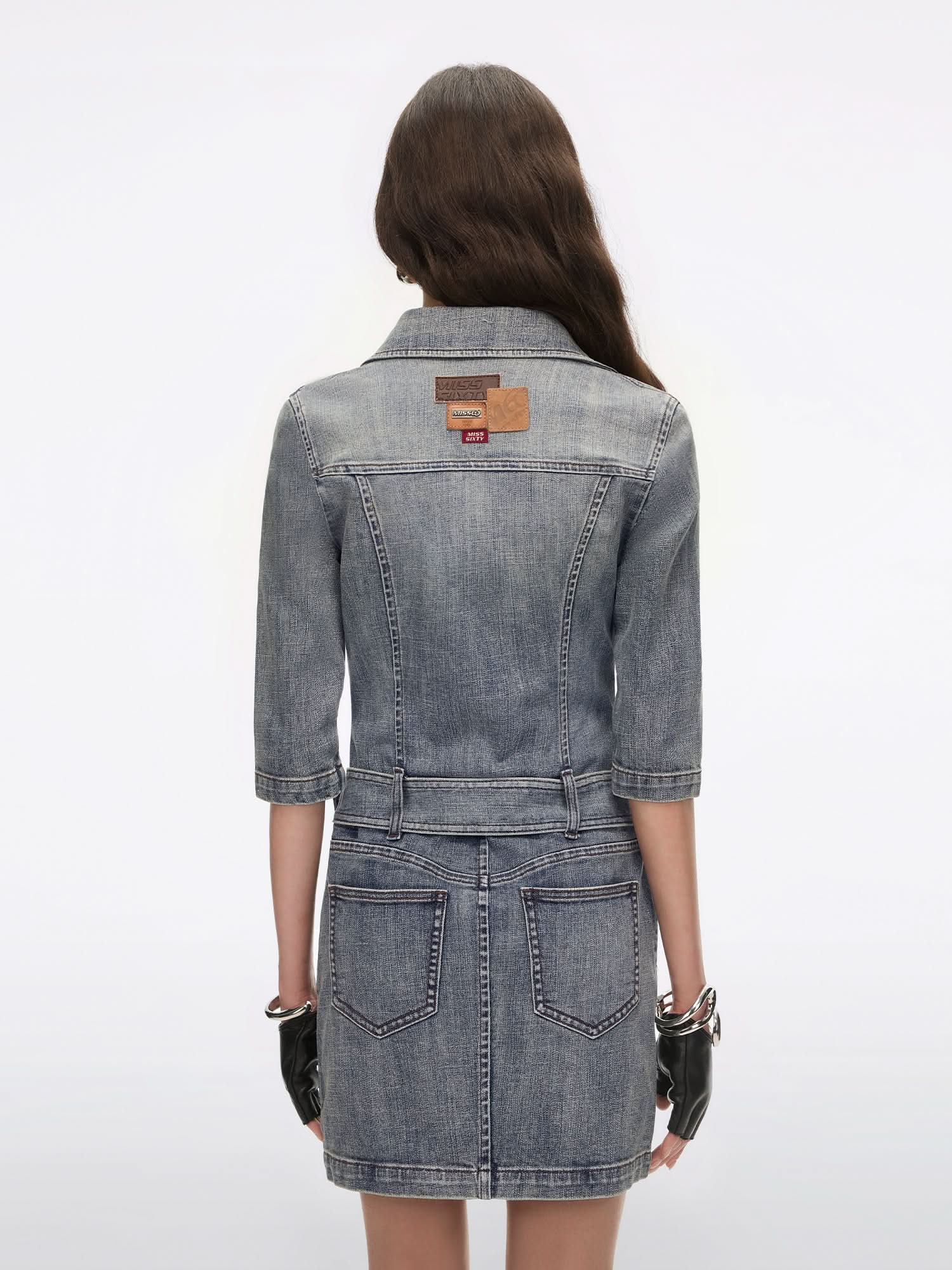 Denim Dress With Belt - Image 2