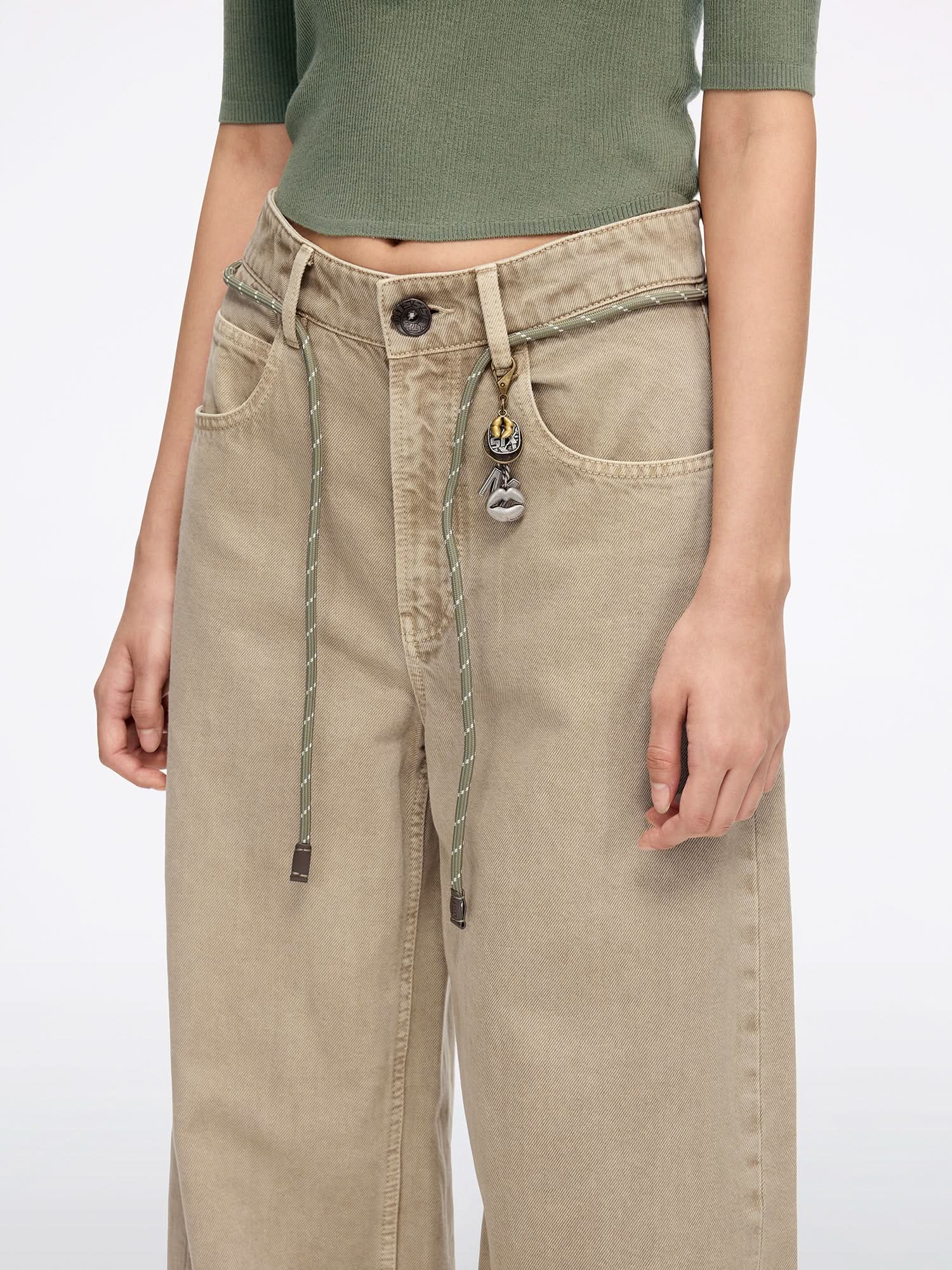 Denim Jeans with Waist Tie - Image 4