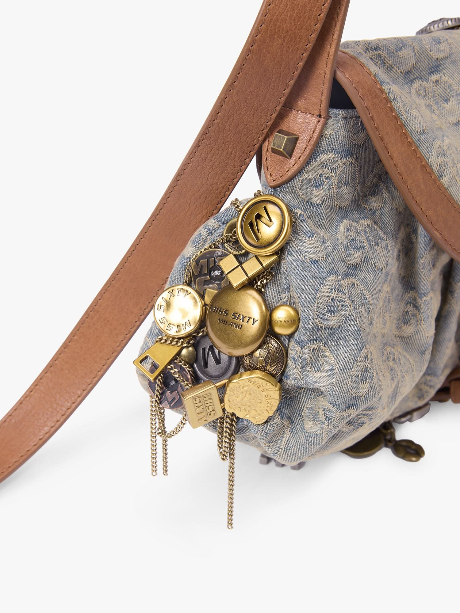 Denim Patchwork One-Shoulder Bag - Image 3