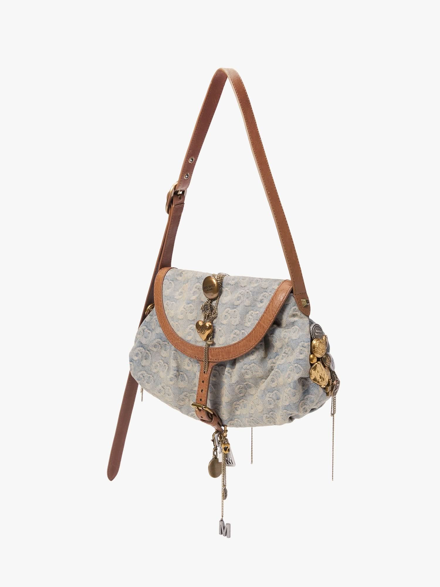 Denim Patchwork One-Shoulder Bag - Image 4
