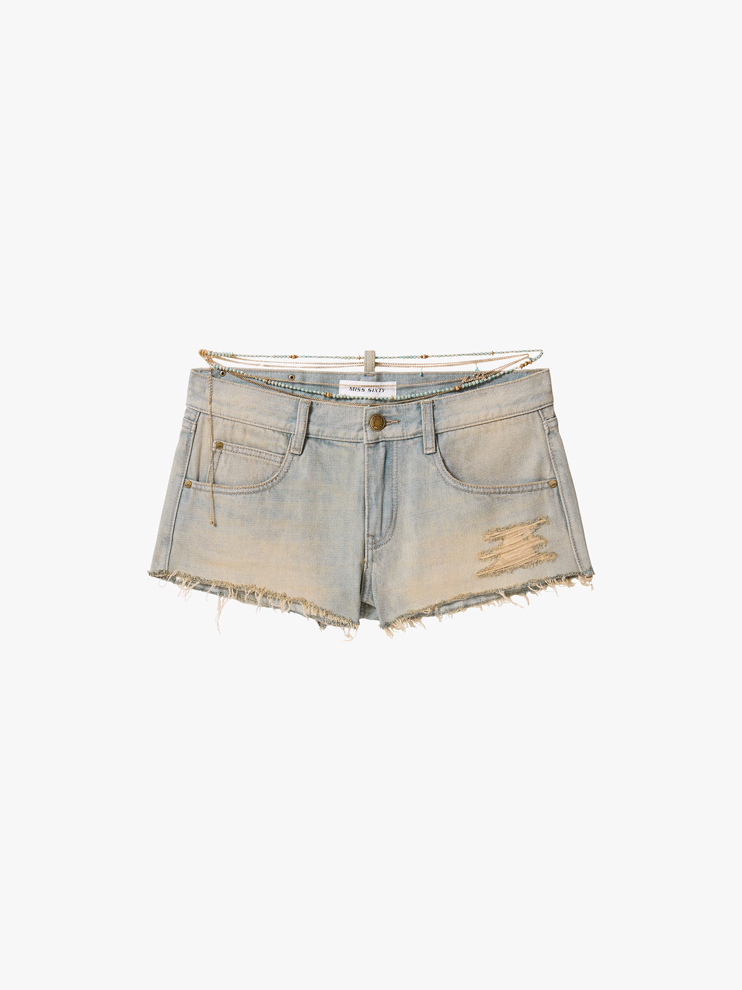Denim Shorts with Waist Chain - Image 5