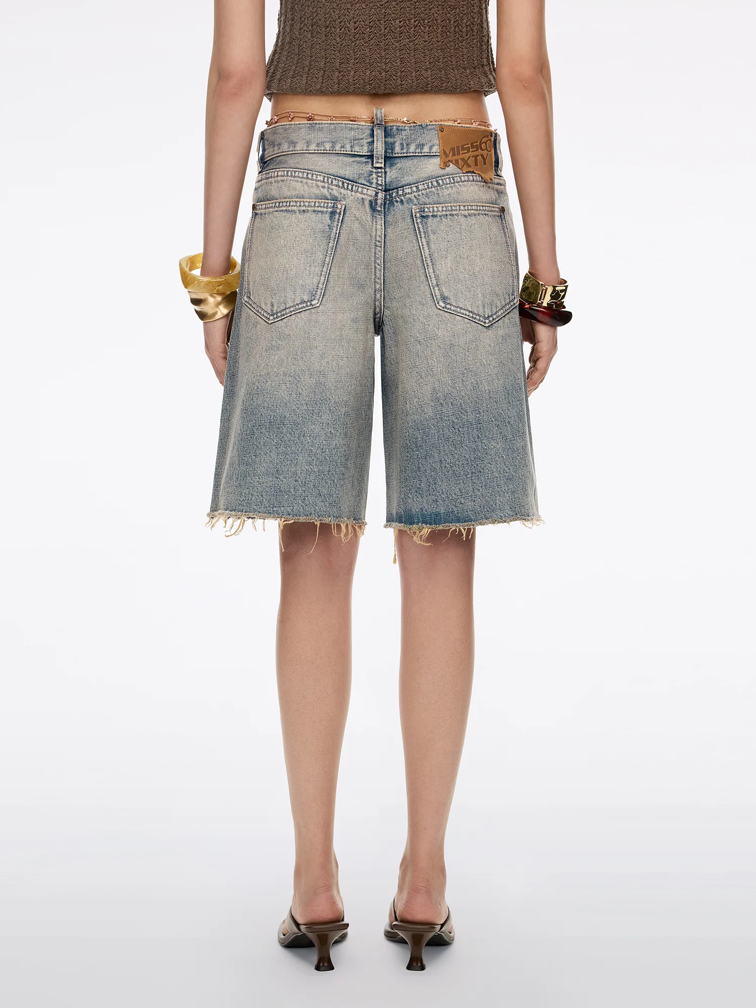 Denim Shorts with Waist Chain - Image 3