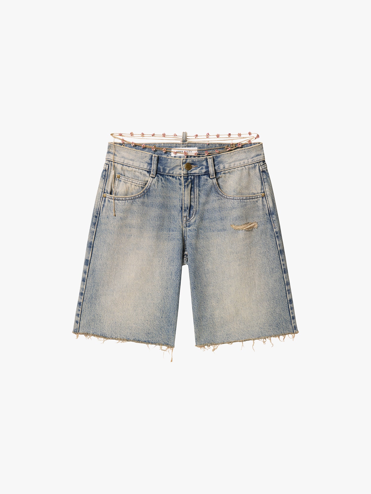 Denim Shorts with Waist Chain - Image 5