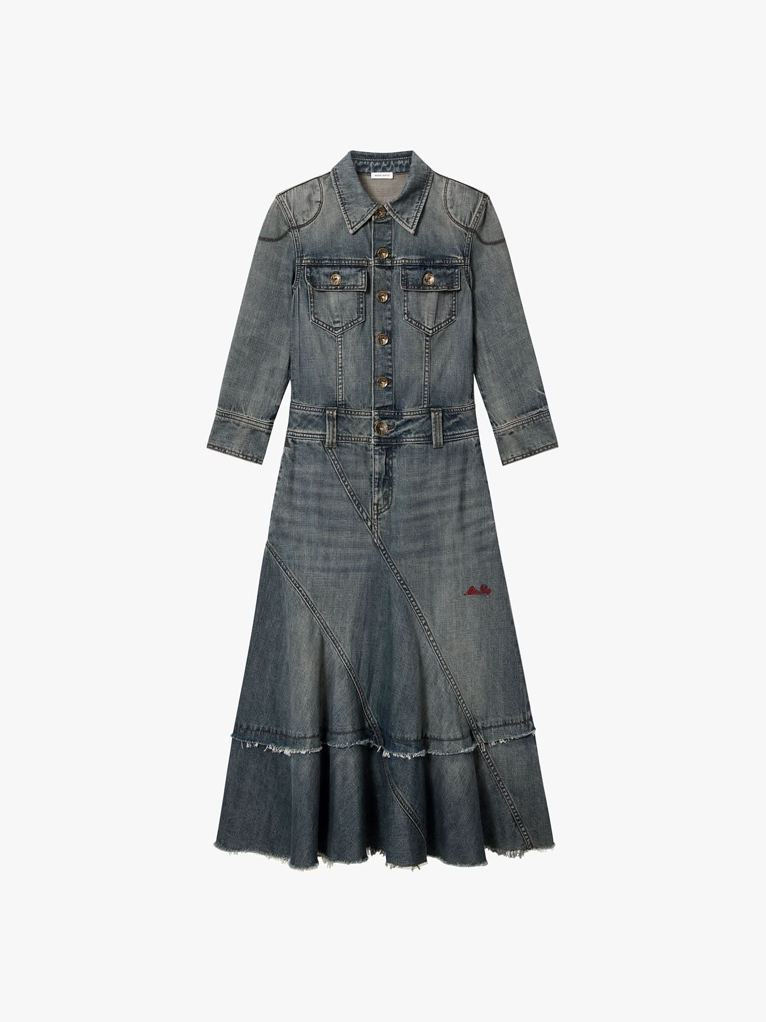 Distressed Denim Dress - Image 5