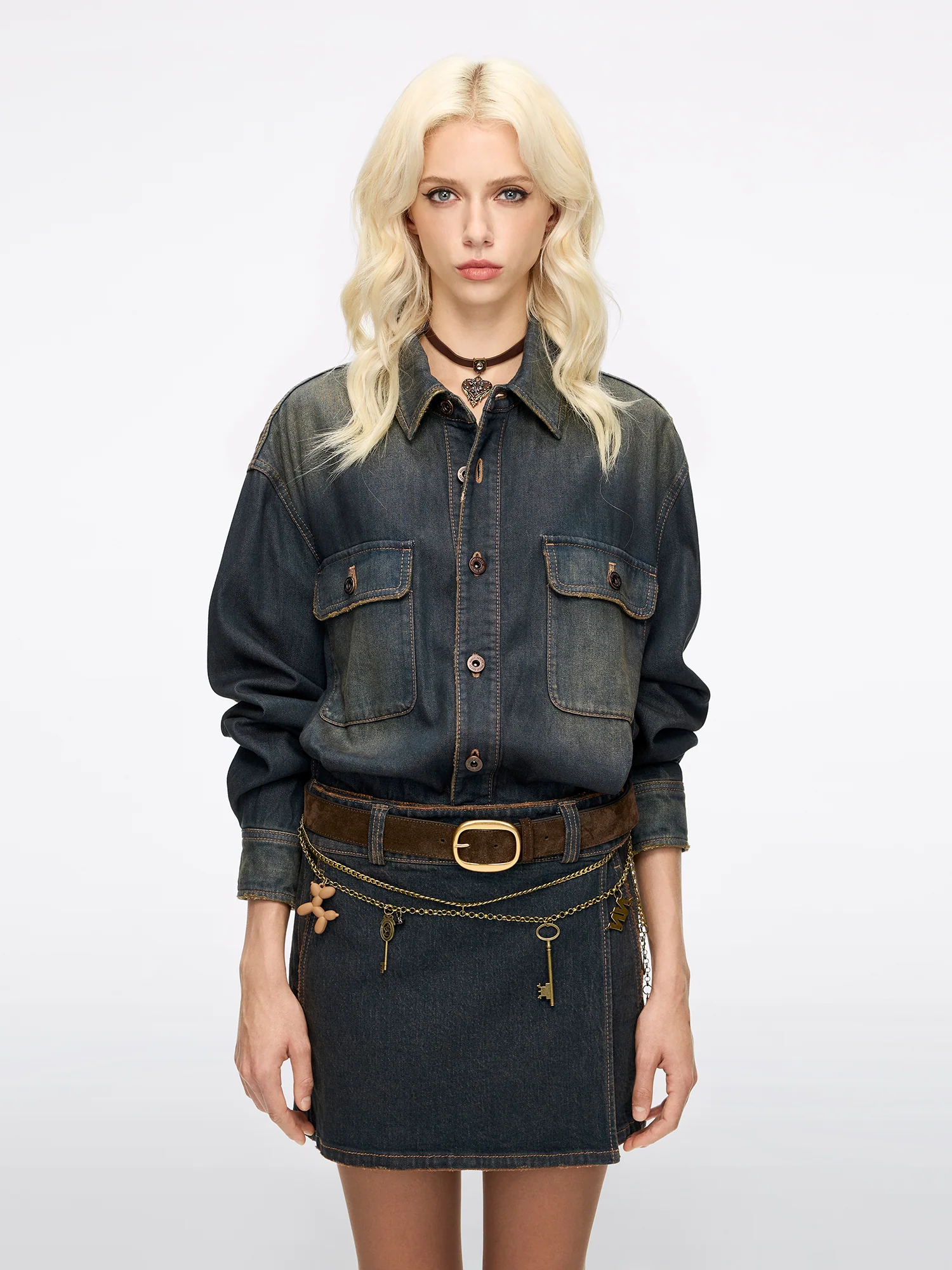 Distressed Denim Dress