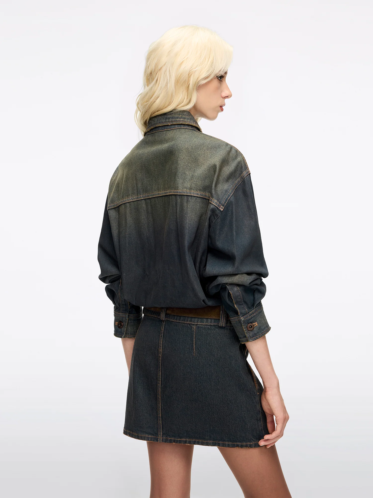 Distressed Denim Dress - Image 2