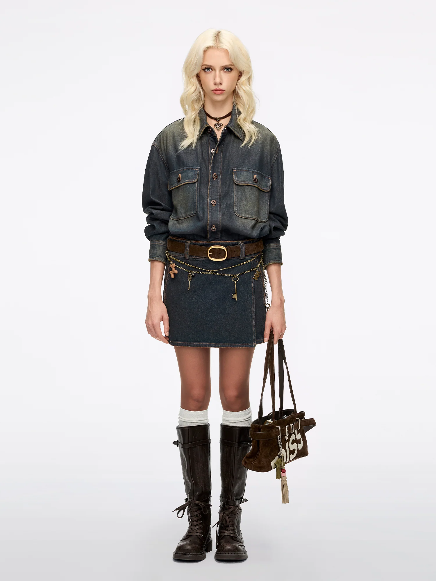 Distressed Denim Dress - Image 4
