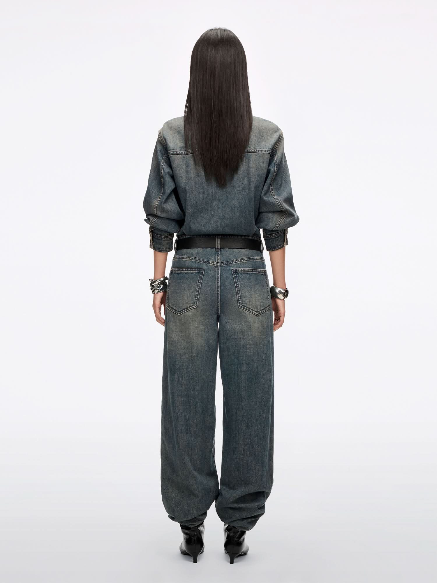 Distressed Denim Jumpsuit - Image 2
