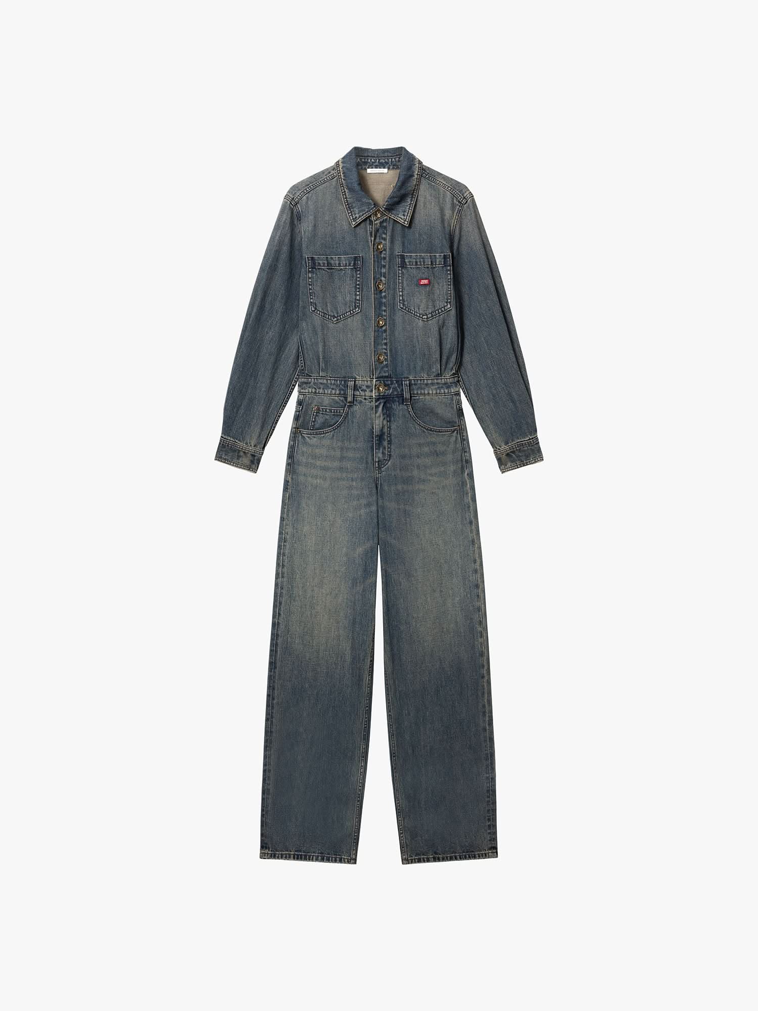 Distressed Denim Jumpsuit - Image 5