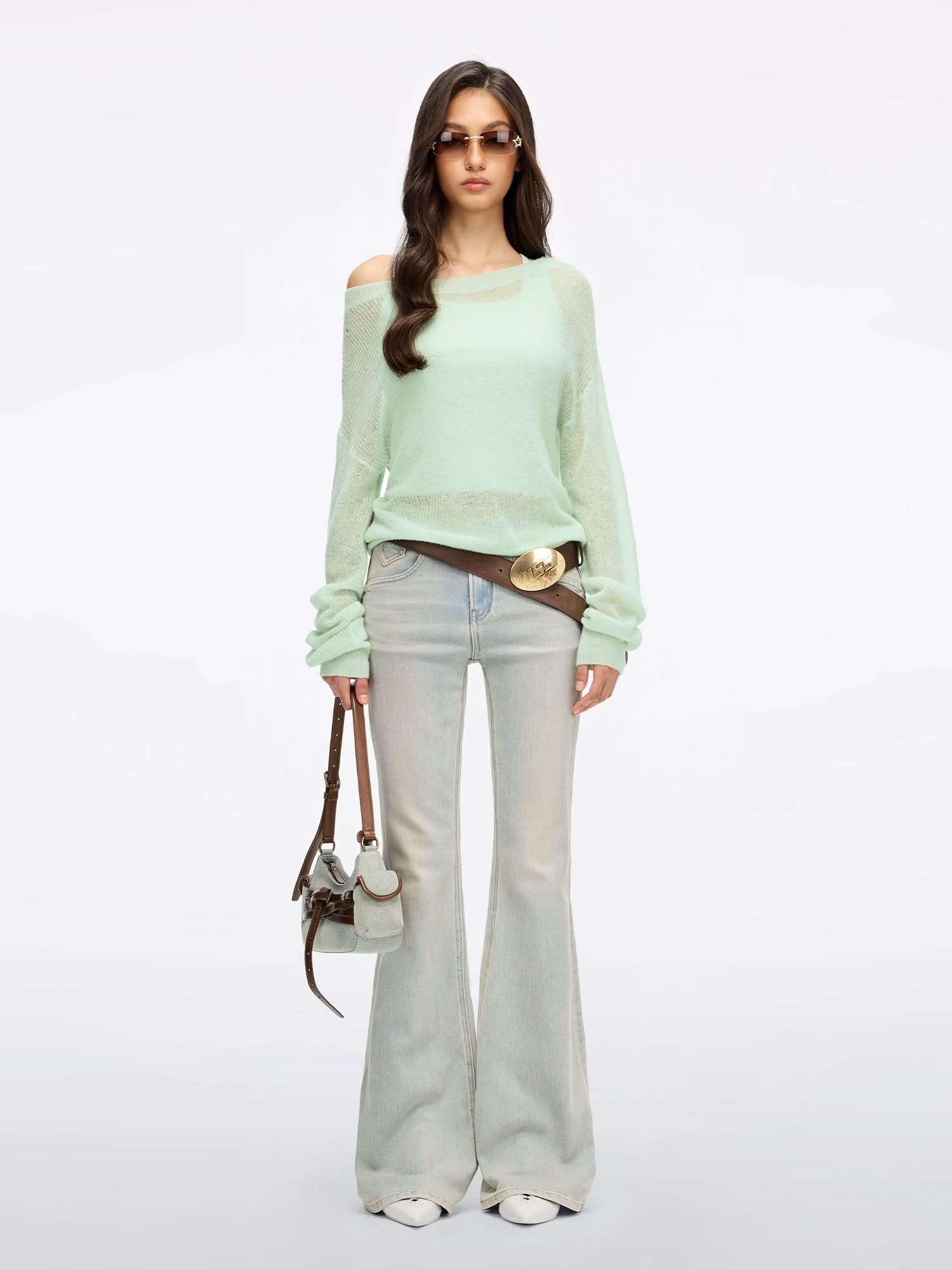 Distressed Flared Denim Jeans-BELLA - Image 2