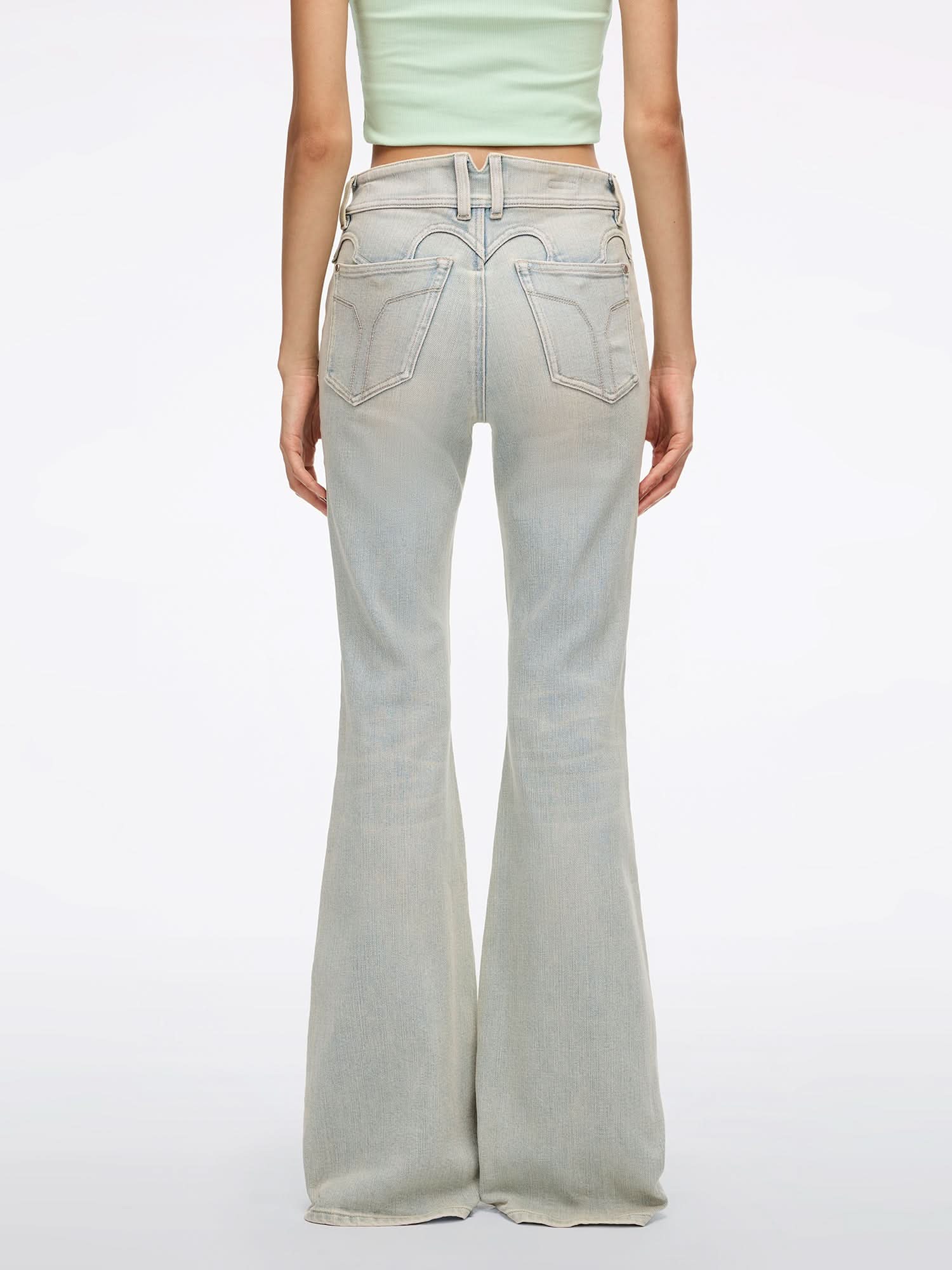 Distressed Flared Denim Jeans-BELLA - Image 3