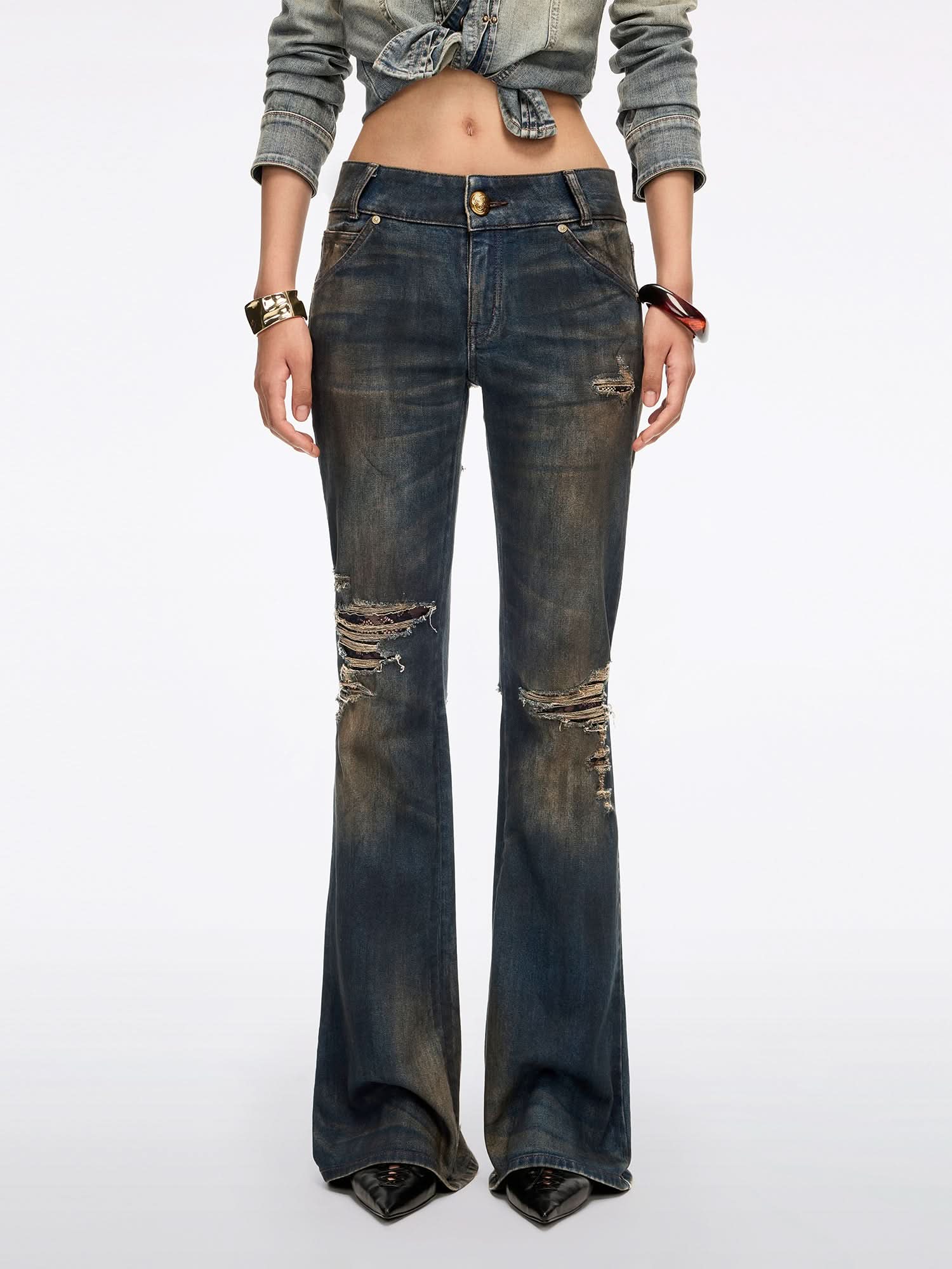 Distressed Flared Jeans - Image 2
