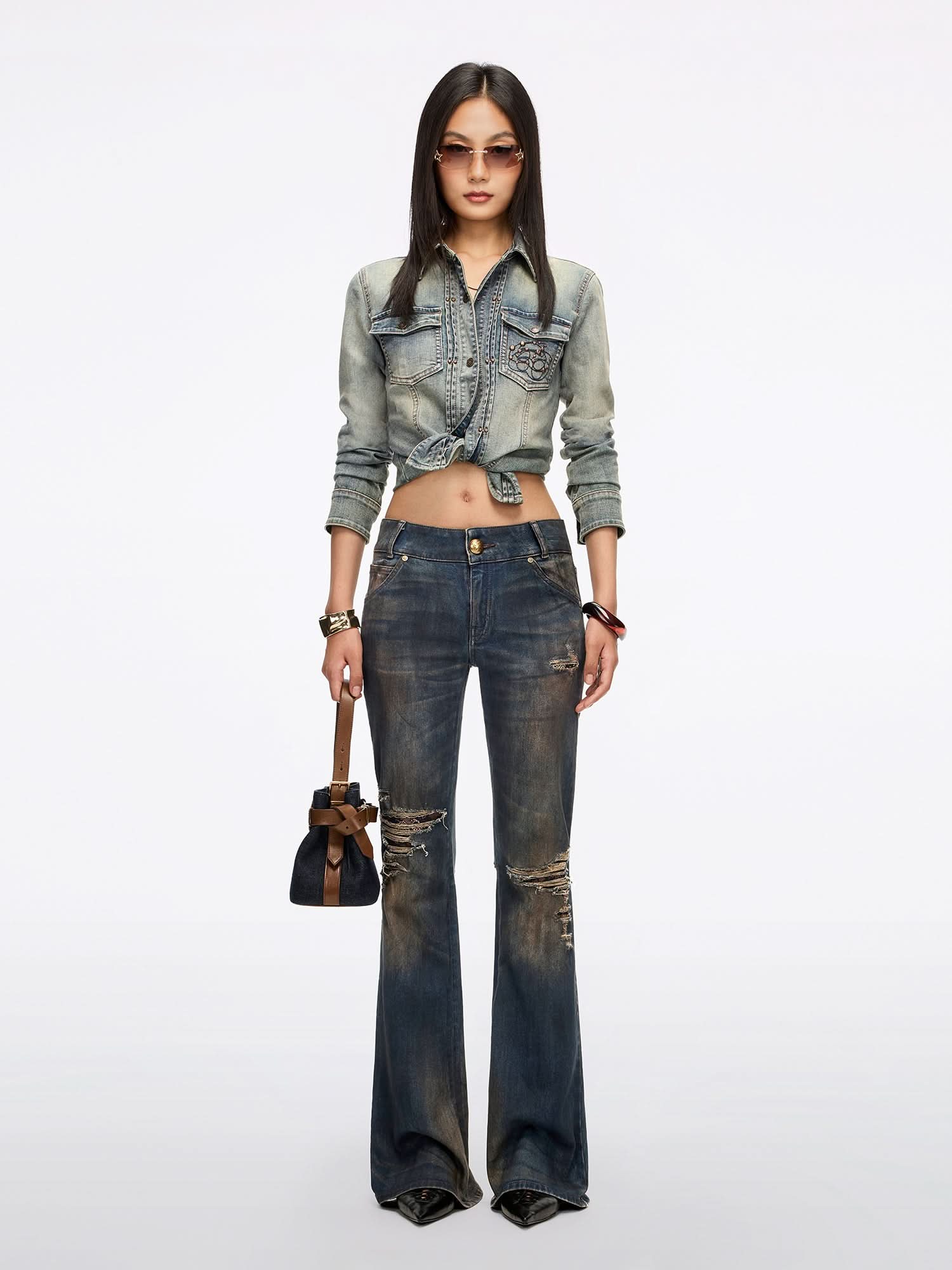 Distressed Flared Jeans - Image 3