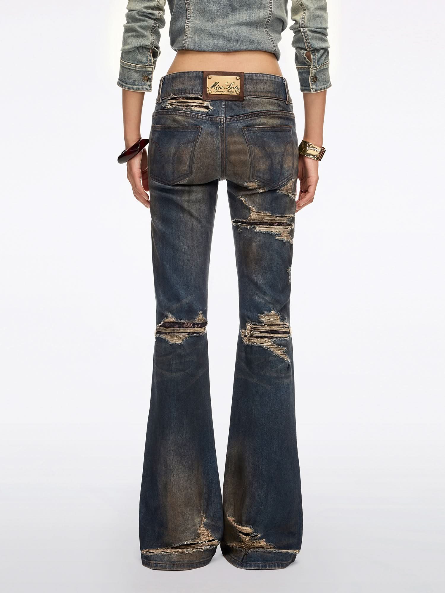Distressed Flared Jeans - Image 4