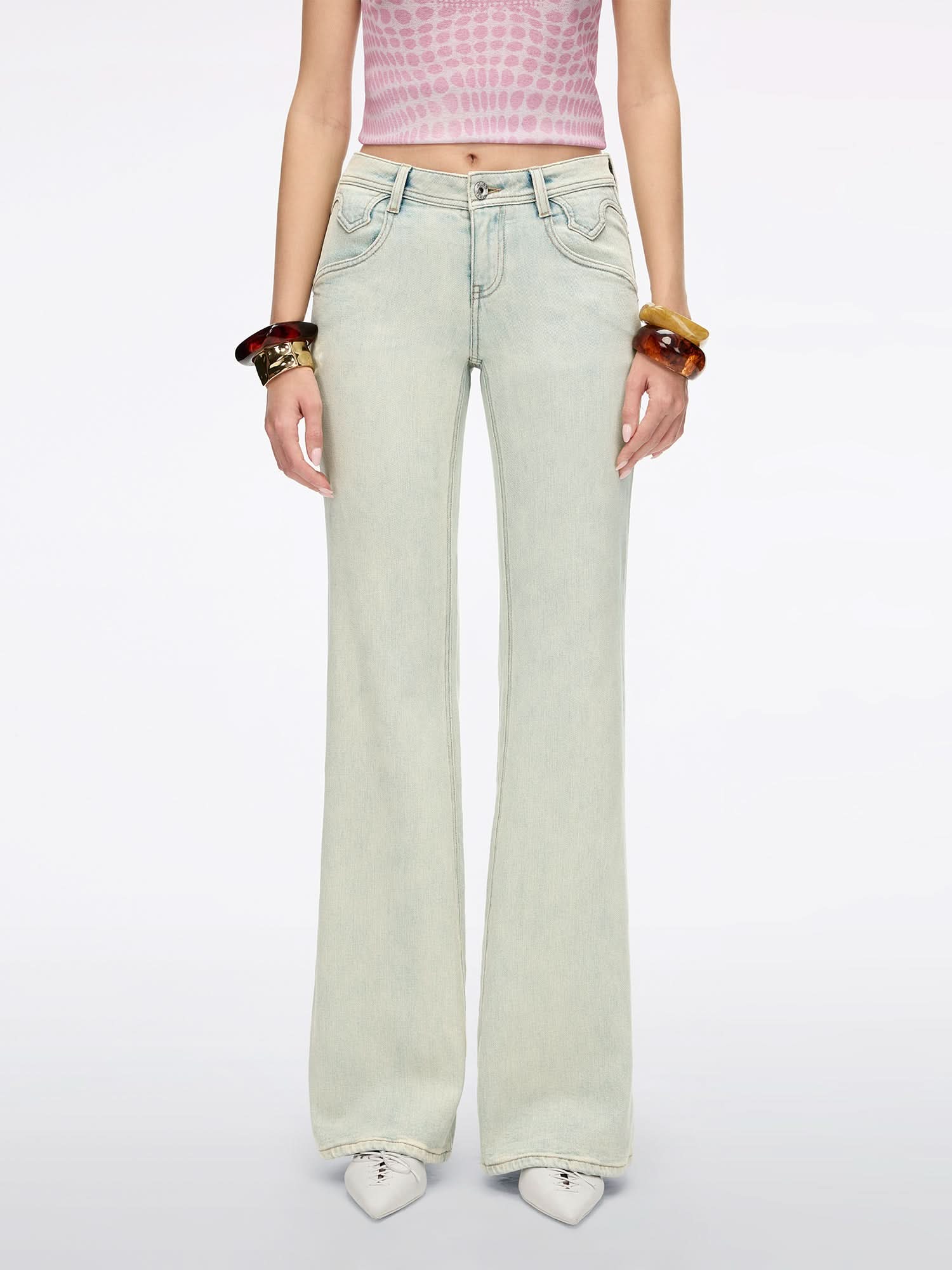 Distressed Flared Jeans-BELLA