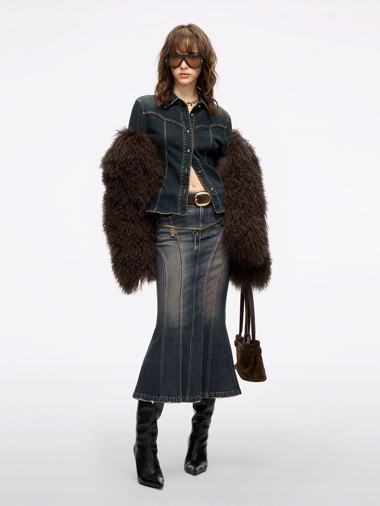 Distressed Mermaid Denim Skirt - Image 2