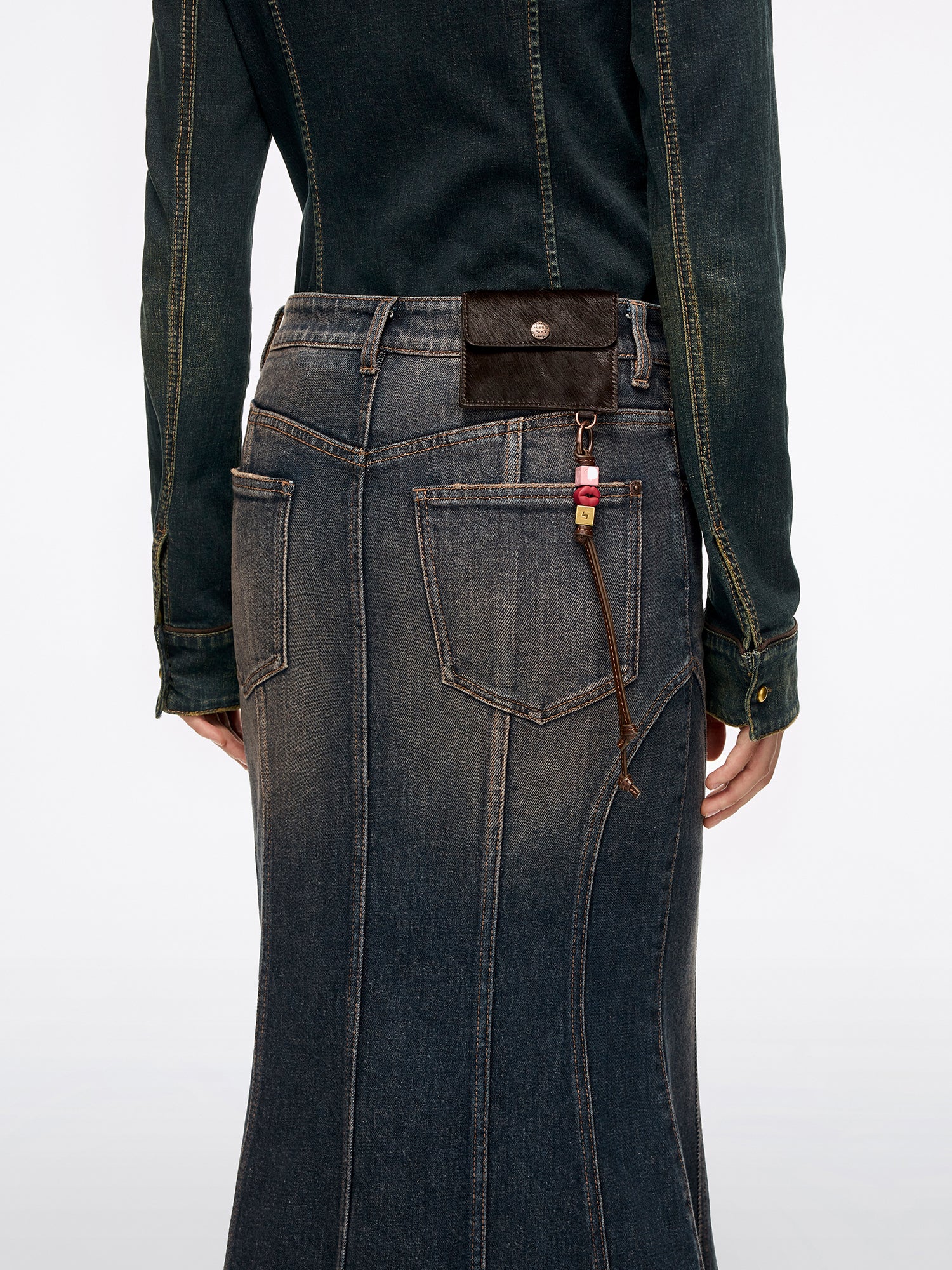 Distressed Mermaid Denim Skirt - Image 4