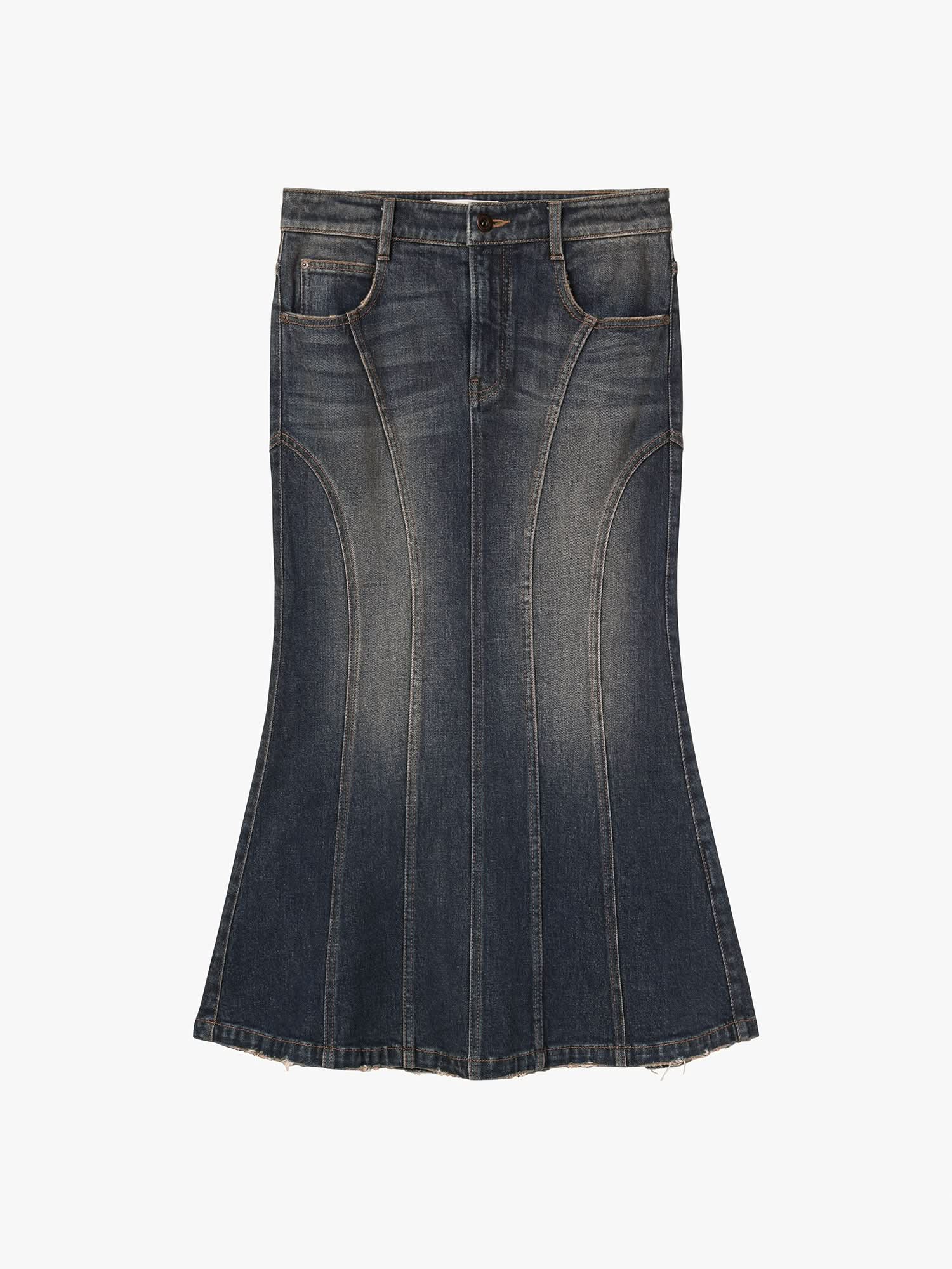 Distressed Mermaid Denim Skirt - Image 5