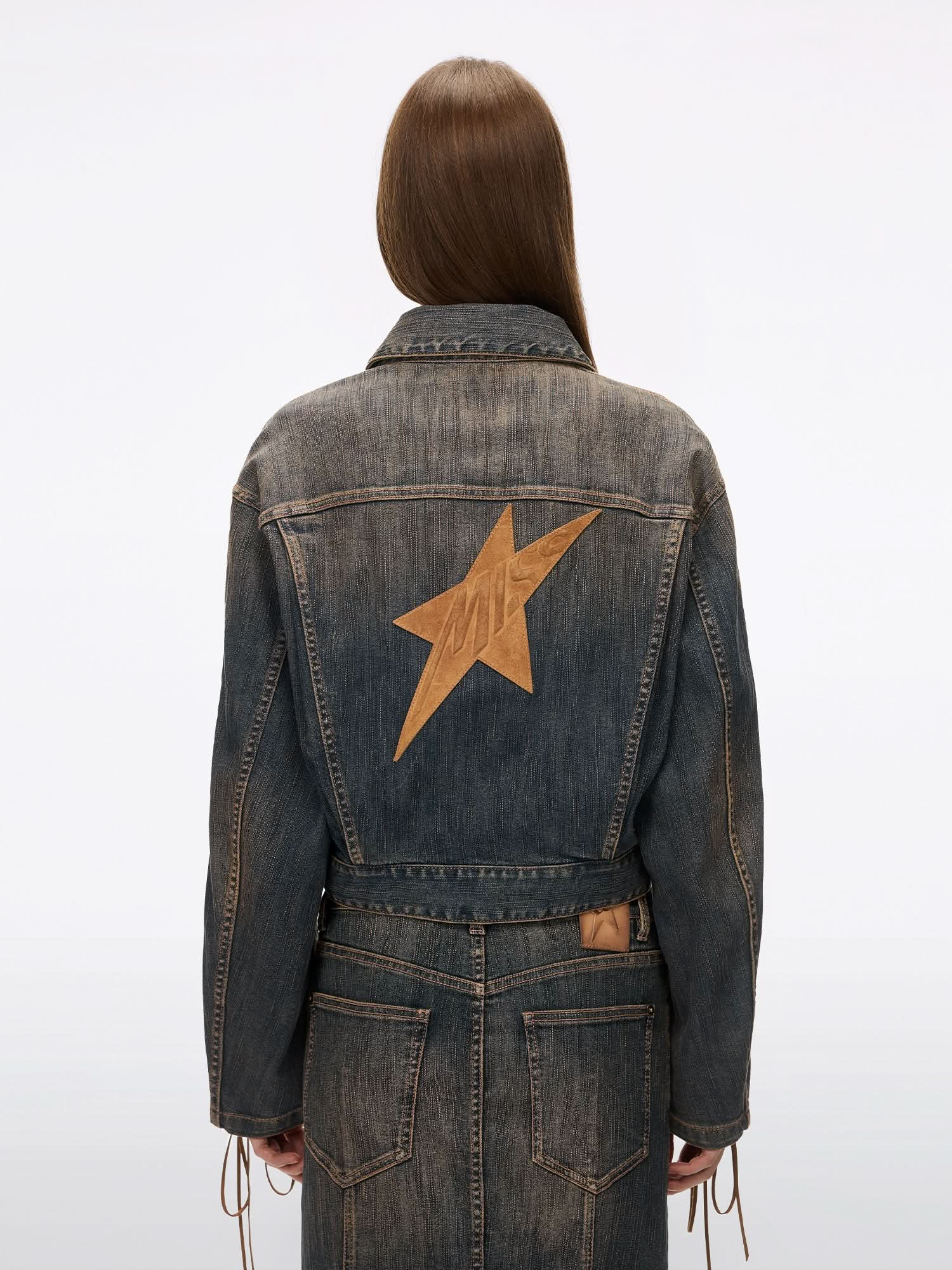 Distressed Tie-Front Denim Jacket - Image 2