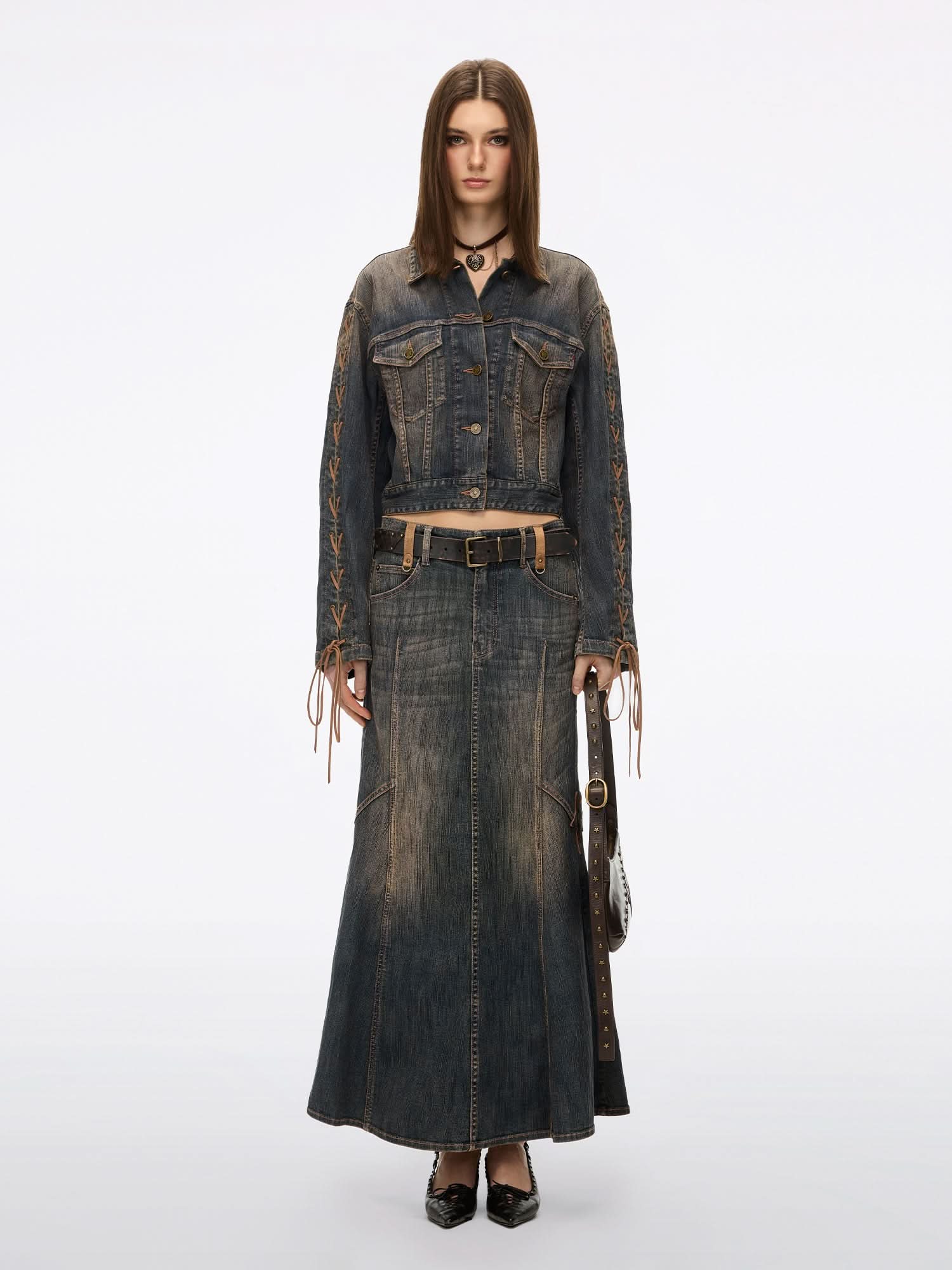 Distressed Tie-Front Denim Jacket - Image 4