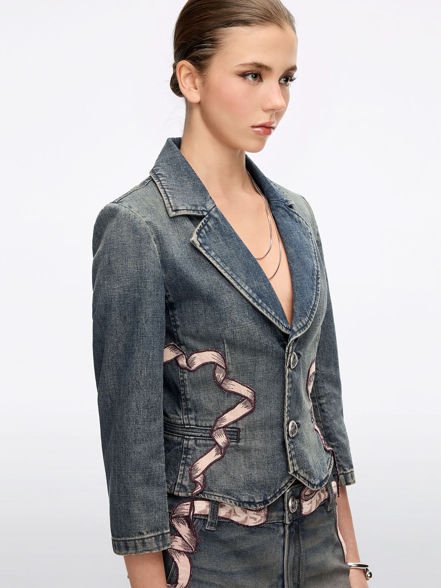 Embroidered Denim Jacket - Image 3