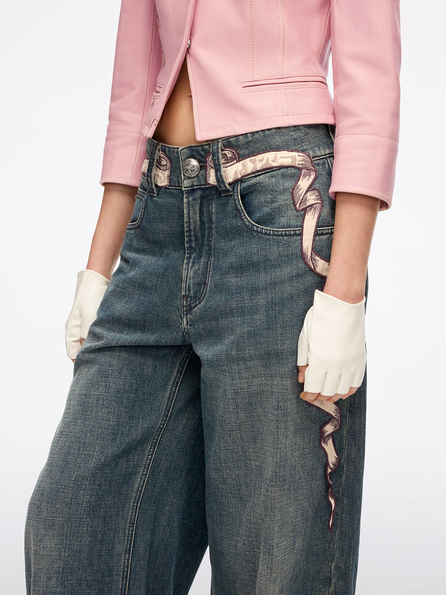 Embroidered Wide-Leg Jeans - Image 4