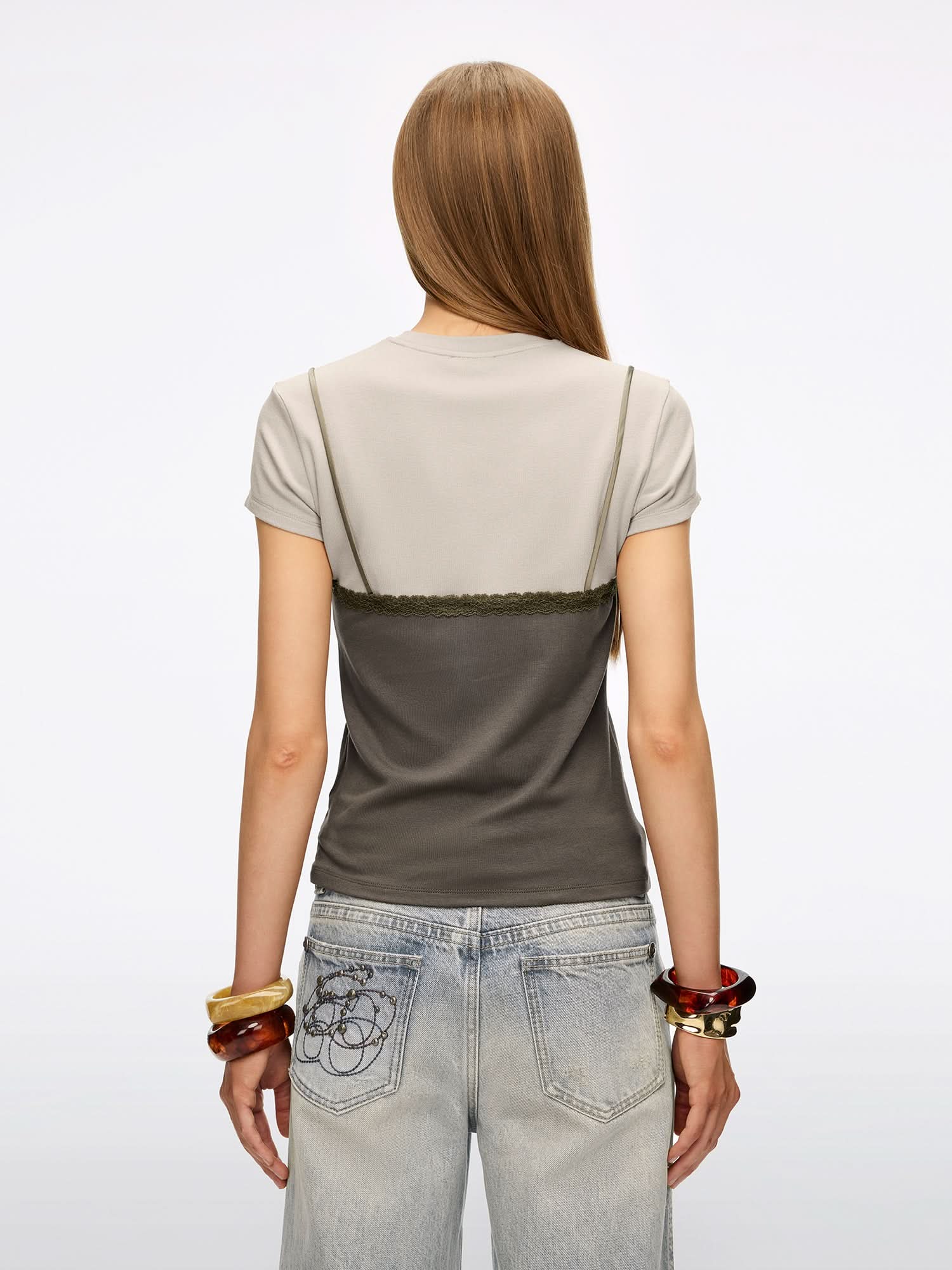 Faux Layered Lace T-Shirt - Image 7
