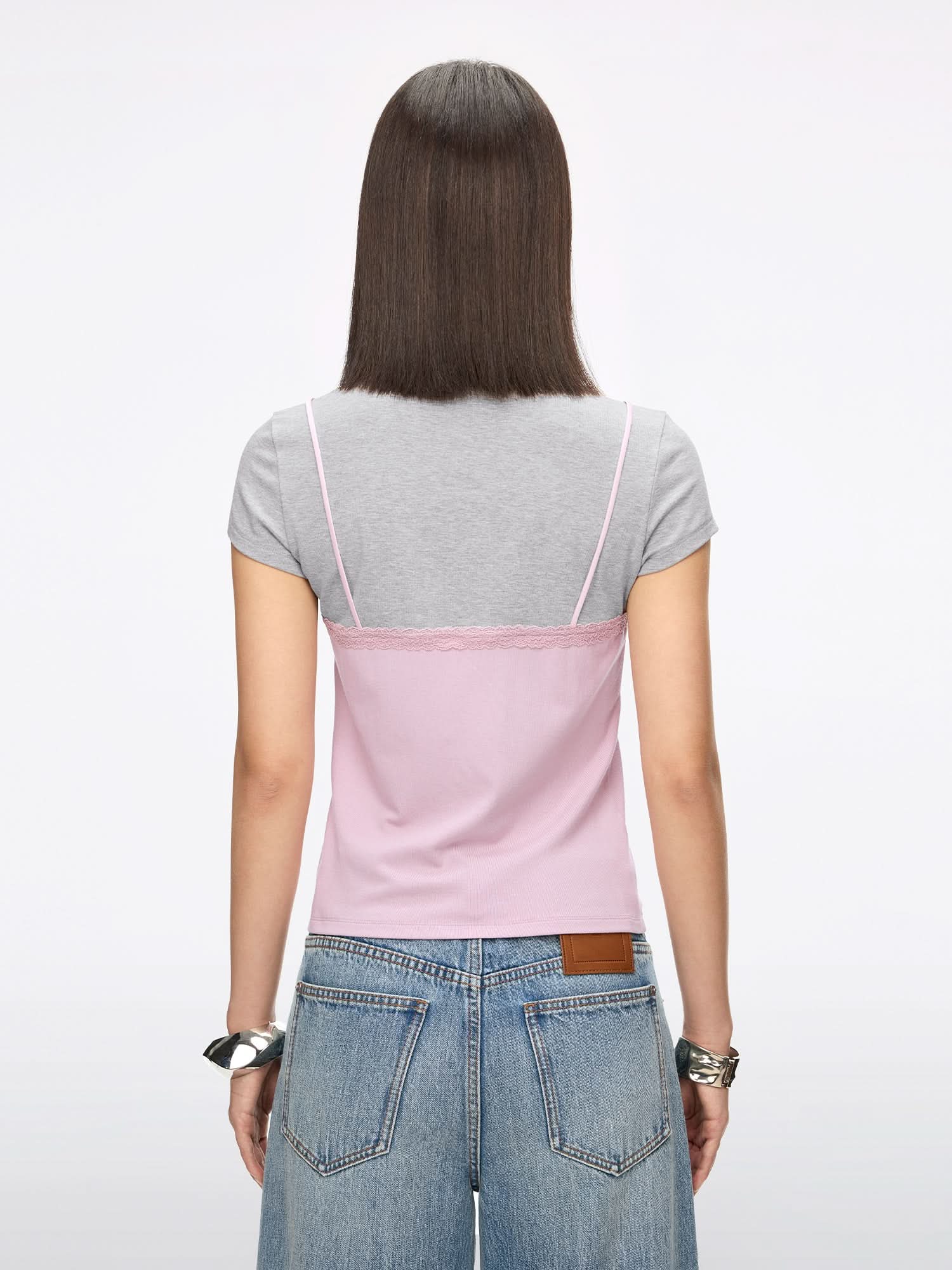 Faux Layered Lace T-Shirt - Image 2
